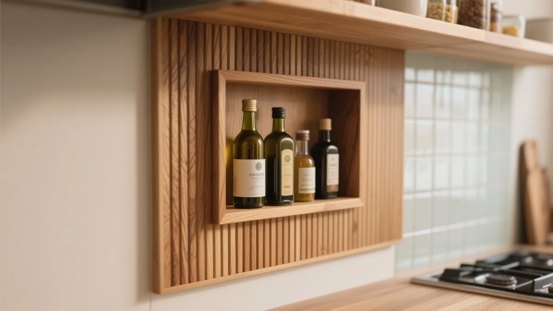 Warm wood accents to soften hard surfaces