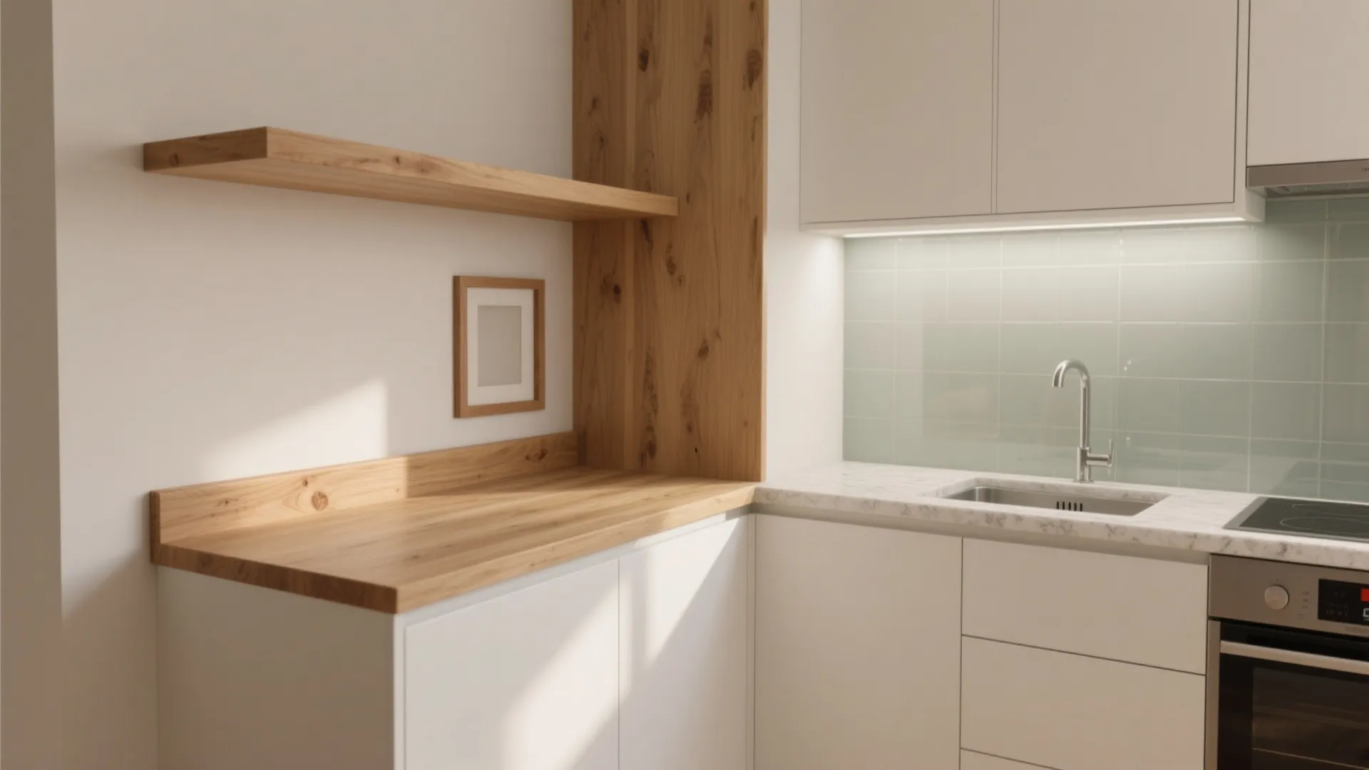 Warm Wood Accents That Humanize a Tight Kitchen
