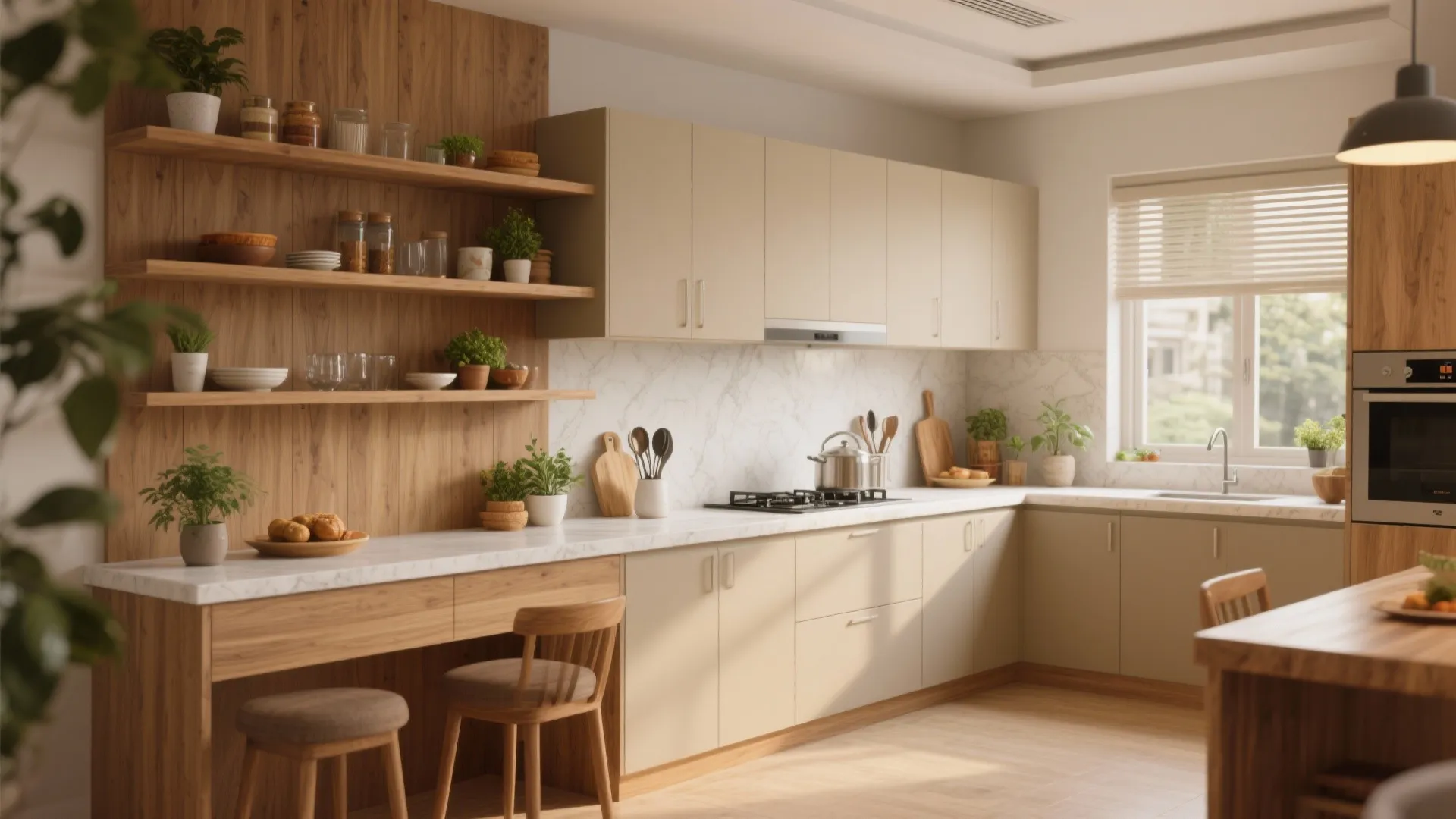 Warm Wood Accents for a Calm, Family-Friendly Feel