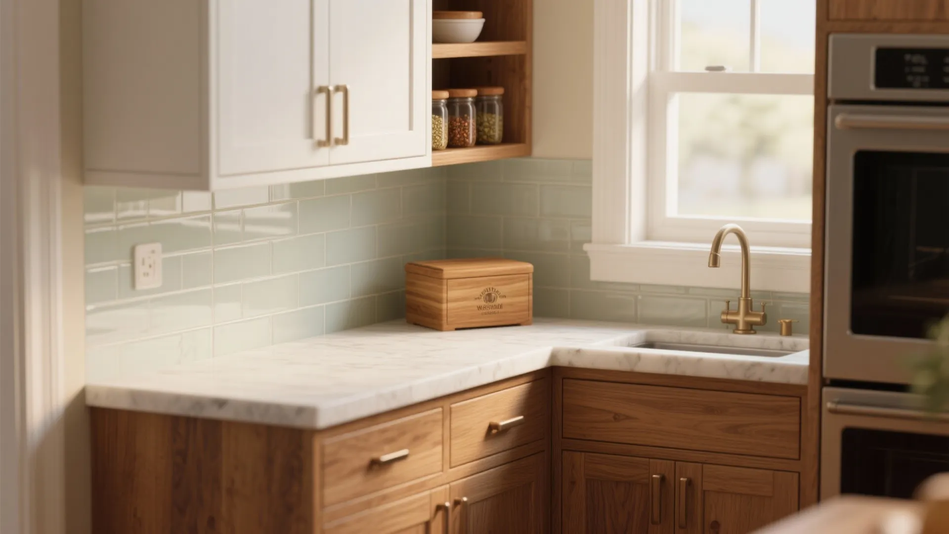 Warm wood accents to soften the box