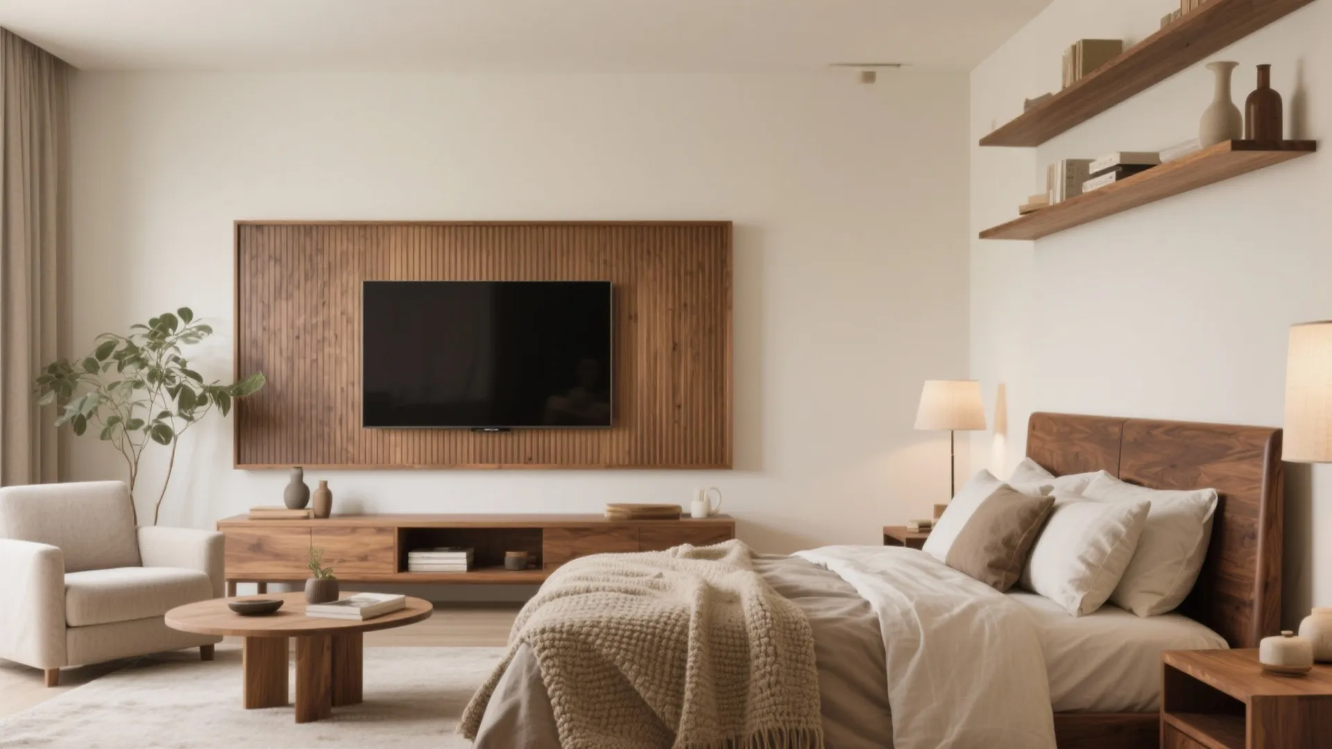 Warm wood accents that add calm without clutter