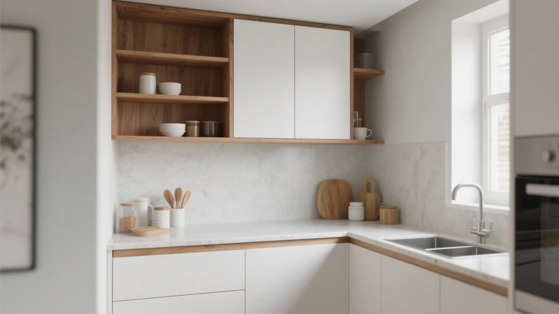 Warm Wood Accents without Visual Bulk