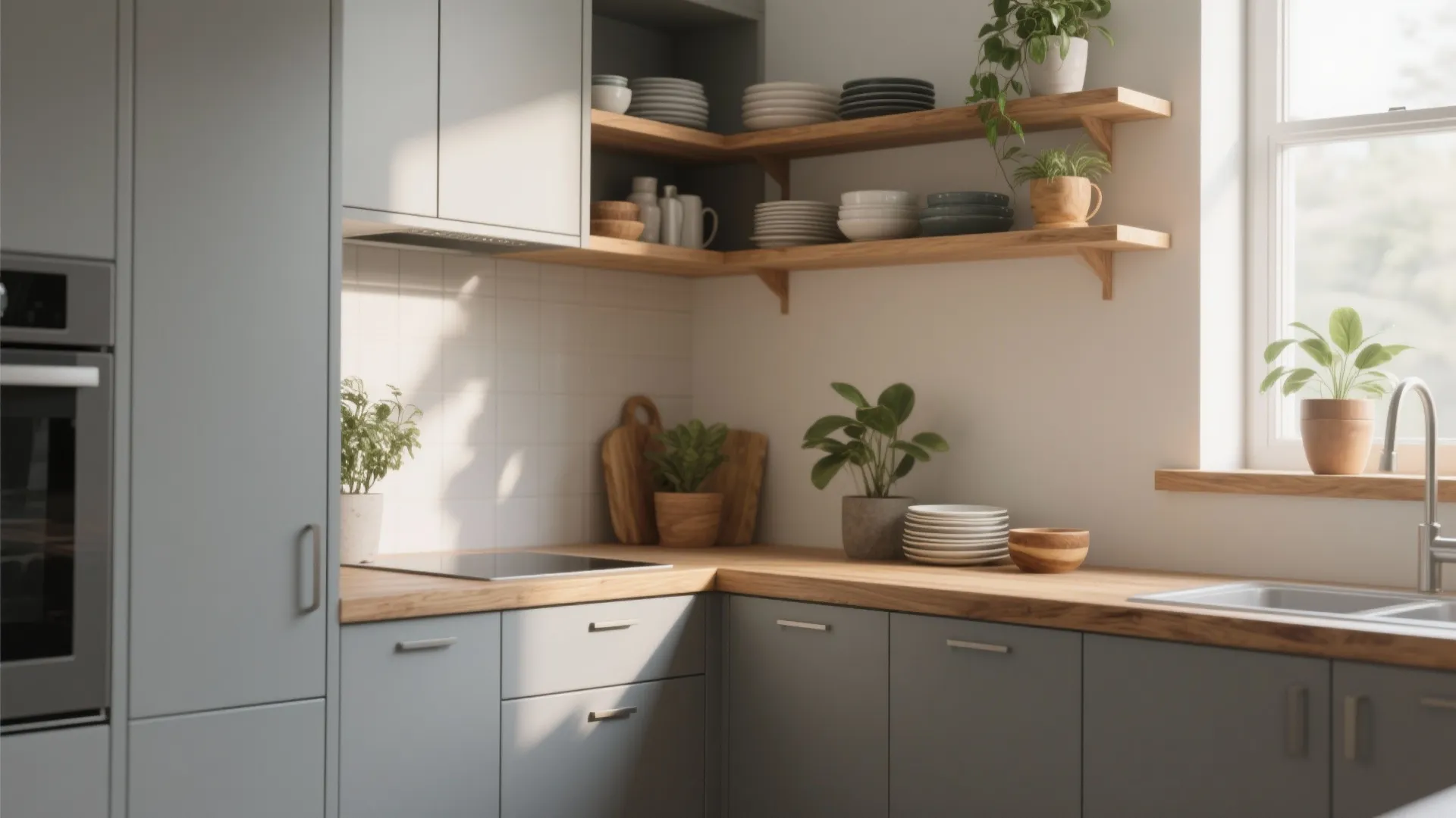 1. Warm wood accents to avoid a cold look