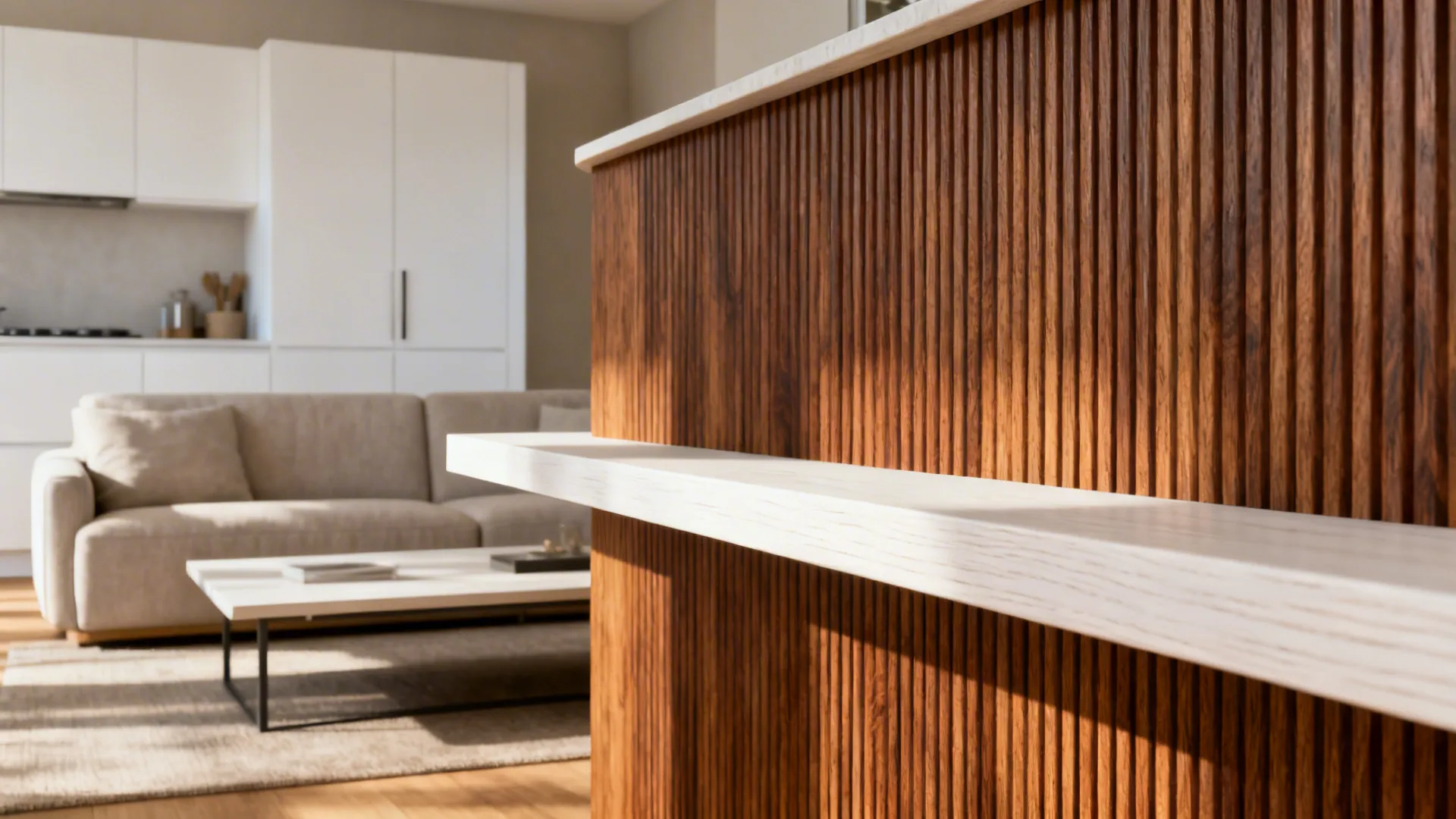 Idea 4: Warm Wood Accents to Connect the Two Zones