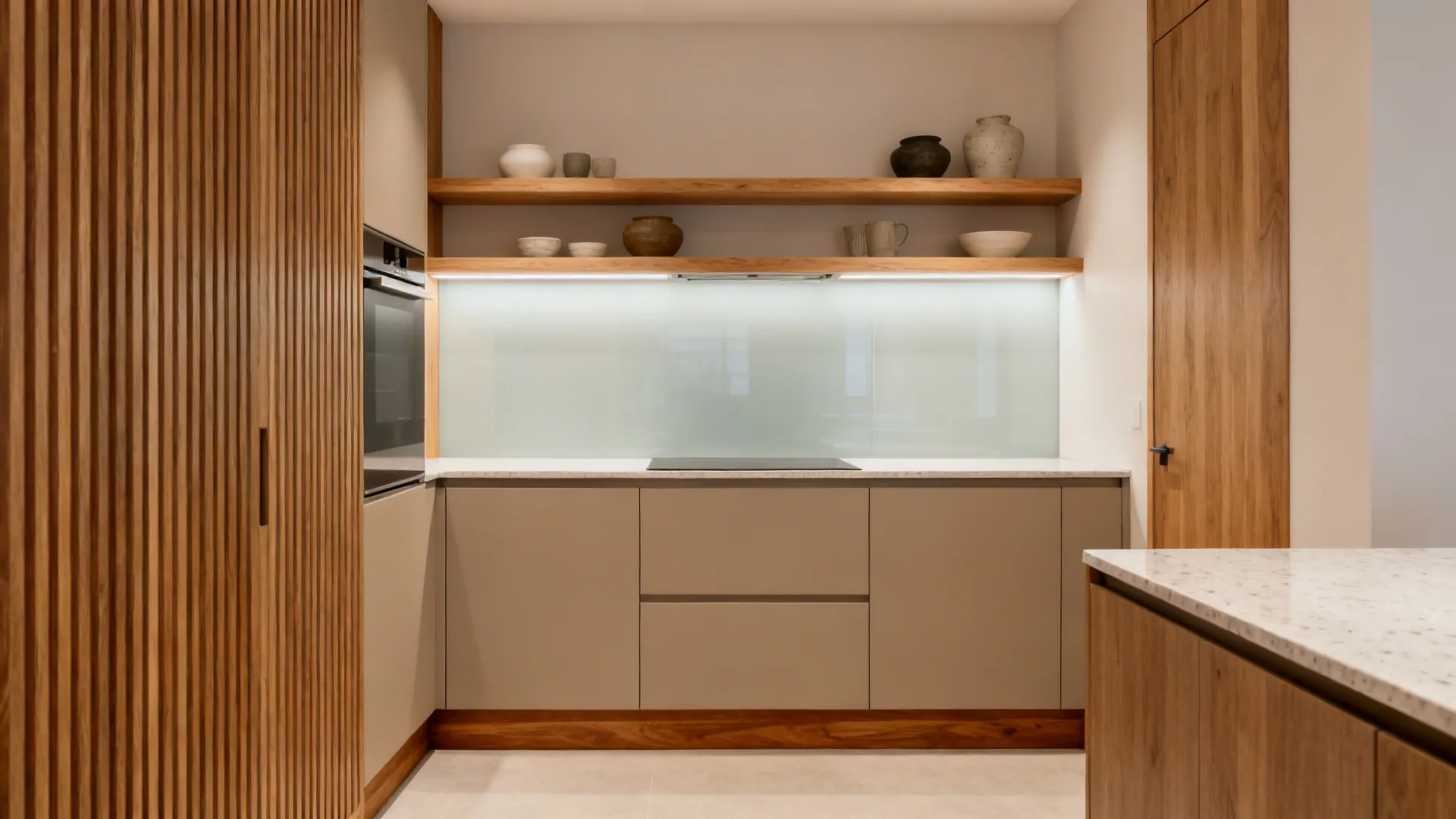 Warm wood accents to soften all the hard edges