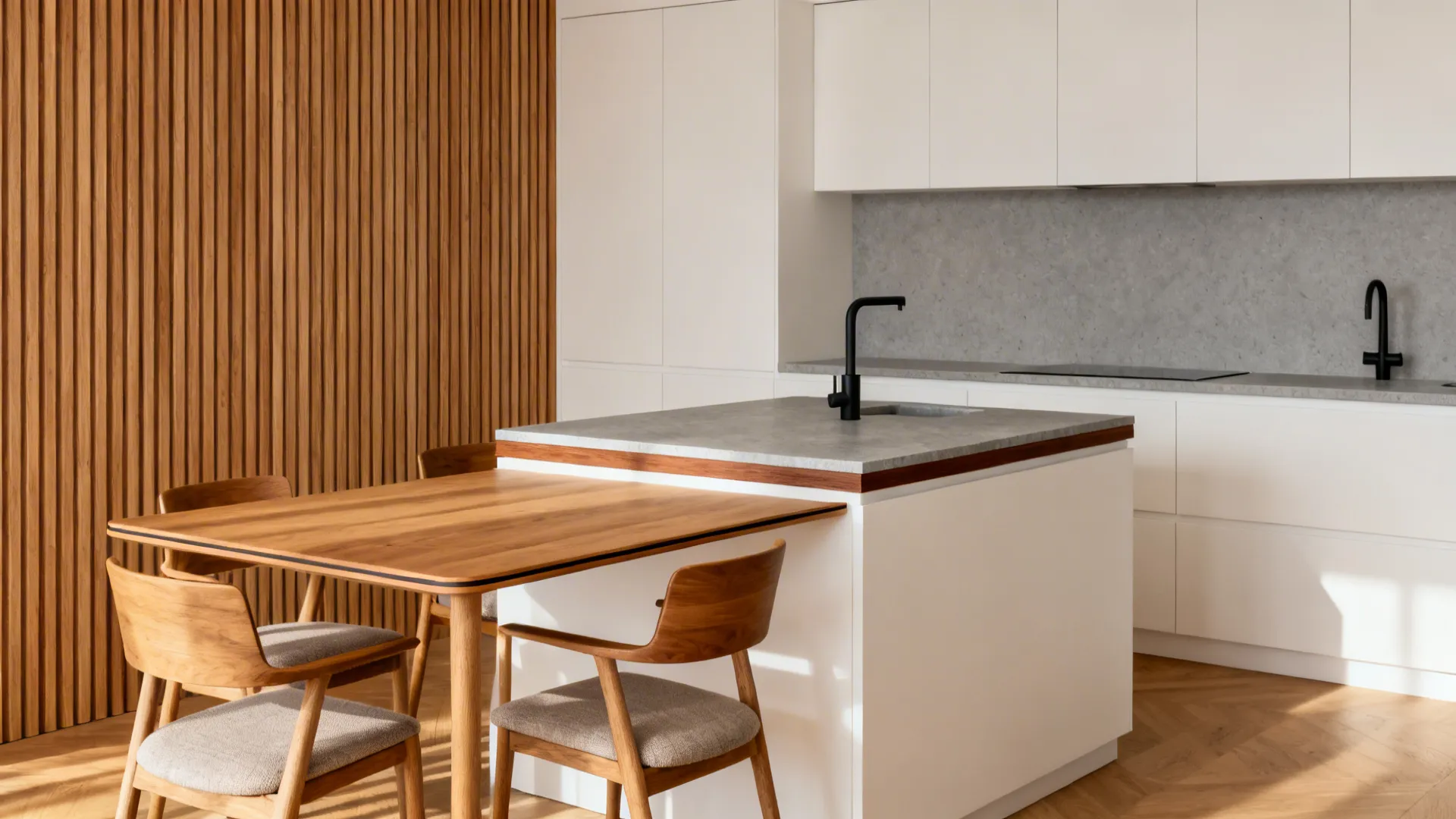 Warm wood accents for balance and comfort