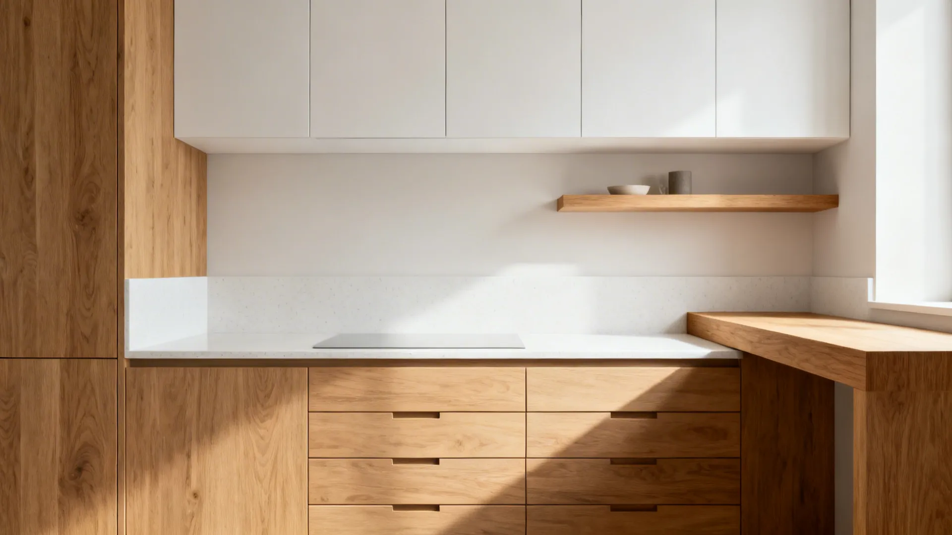 Warm wood tones to soften minimalism