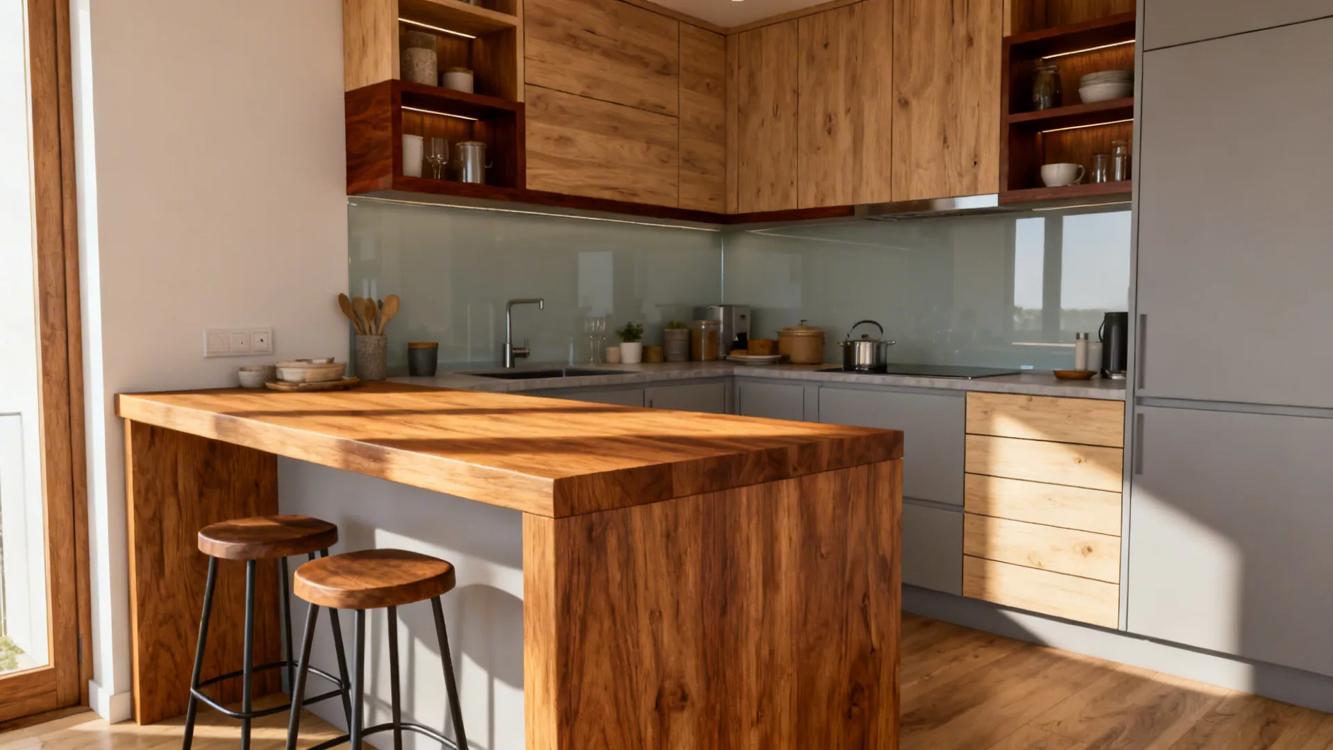 Warm Wood Accents that Ground the Space