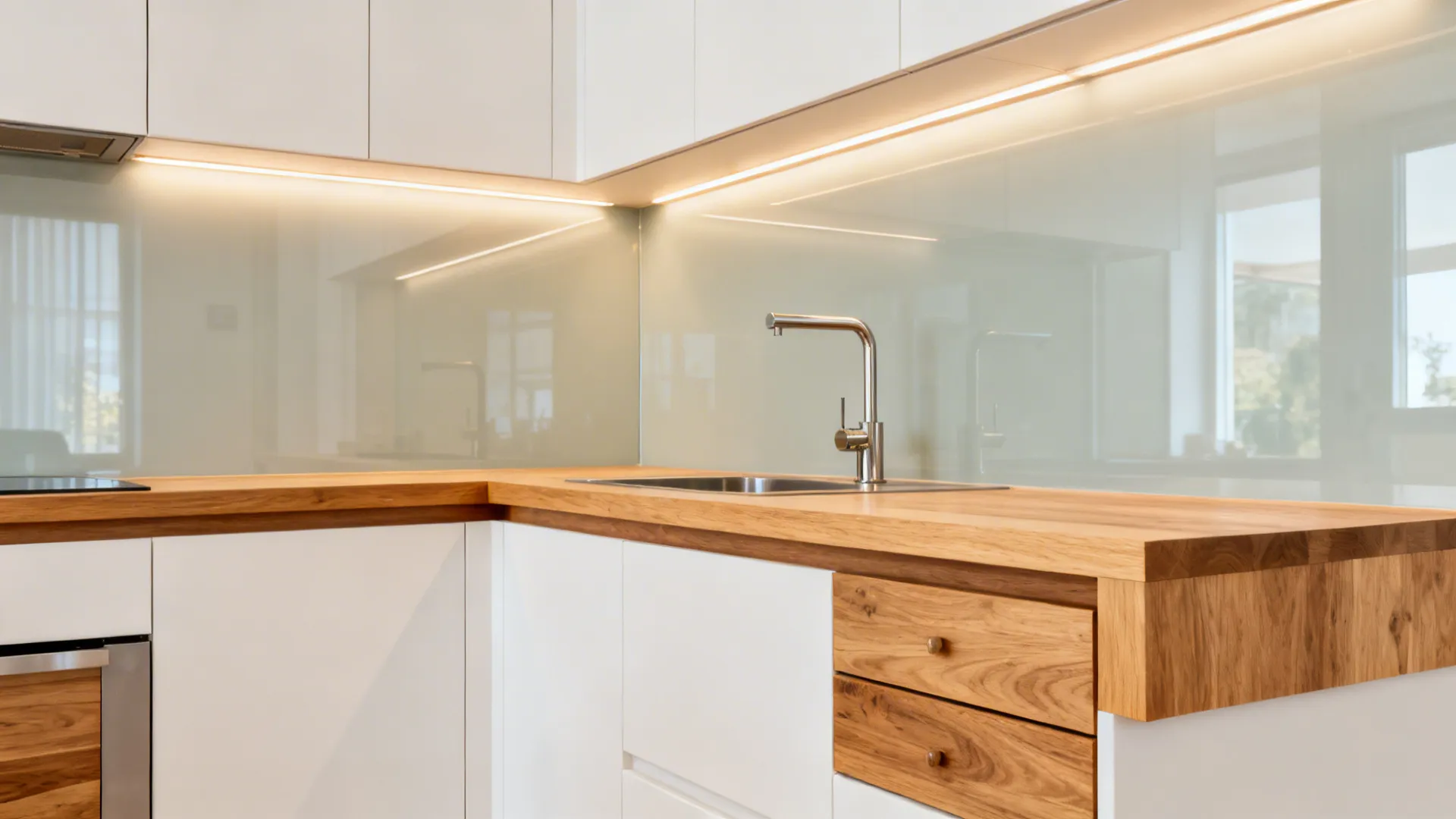 Warm wood accents for material balance