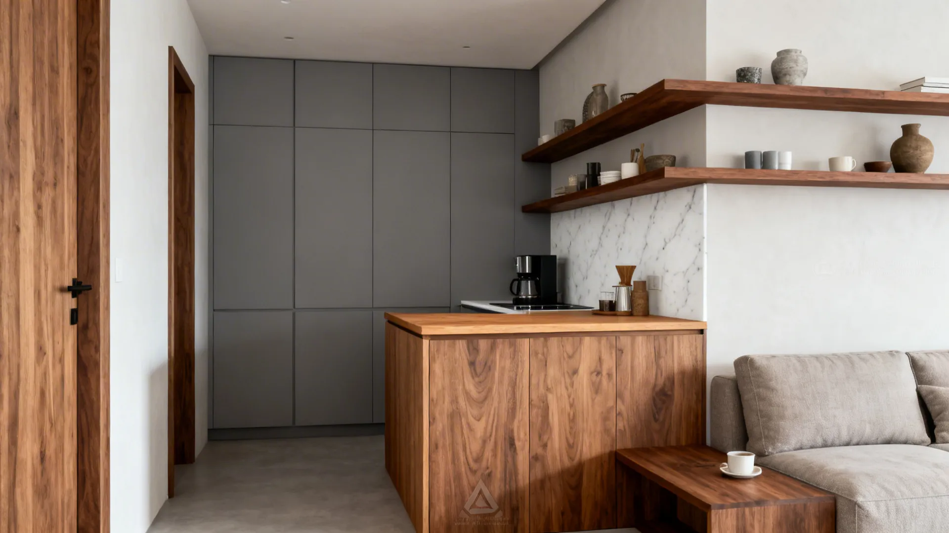 Warm Wood Accents to Soften the Open Plan