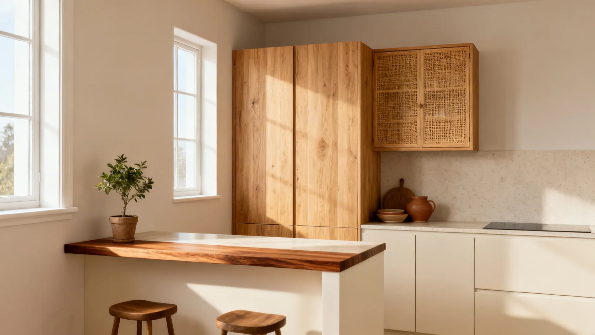 Warmth with wood and earth tones, minus the maintenance