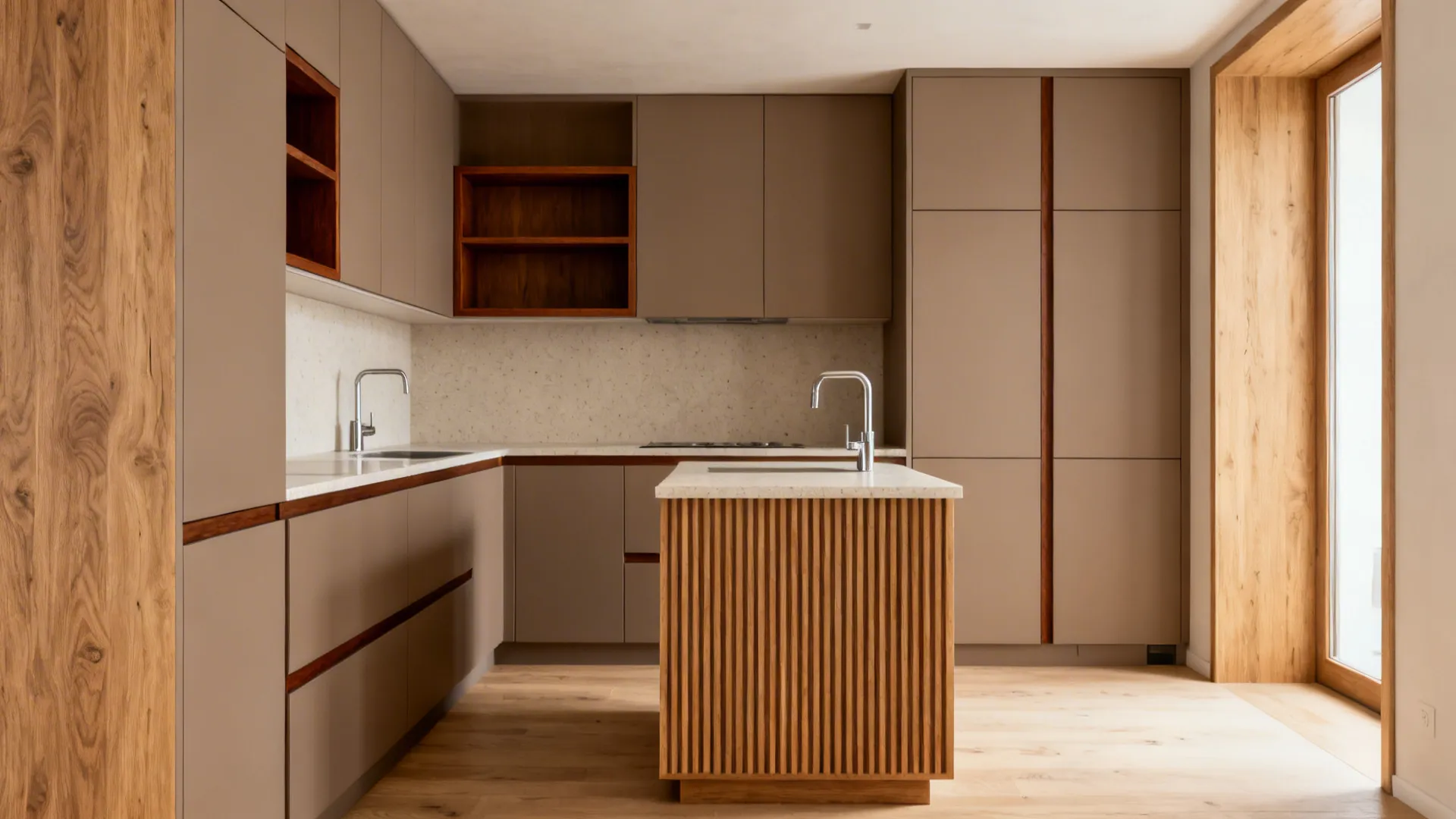 Warm Wood Accents without Visual Bulk