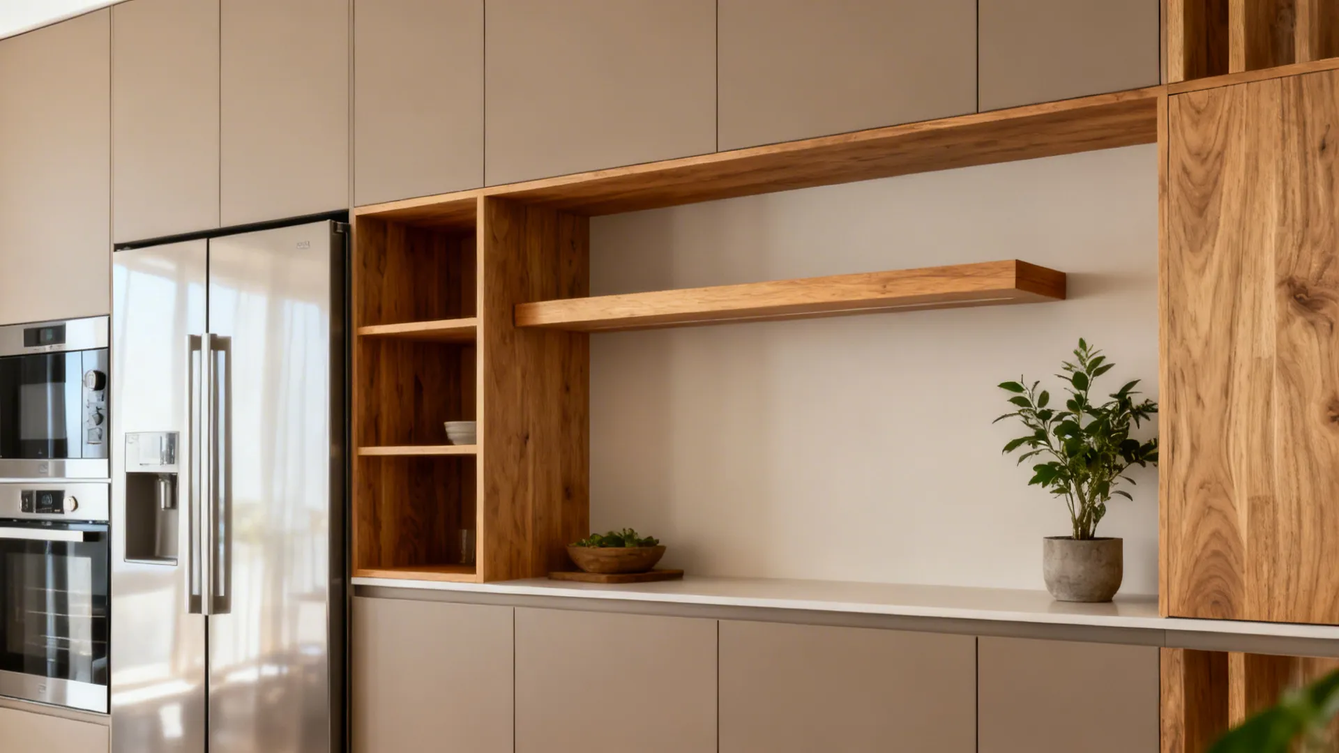 Warm Wood Accents to Humanize Minimalism