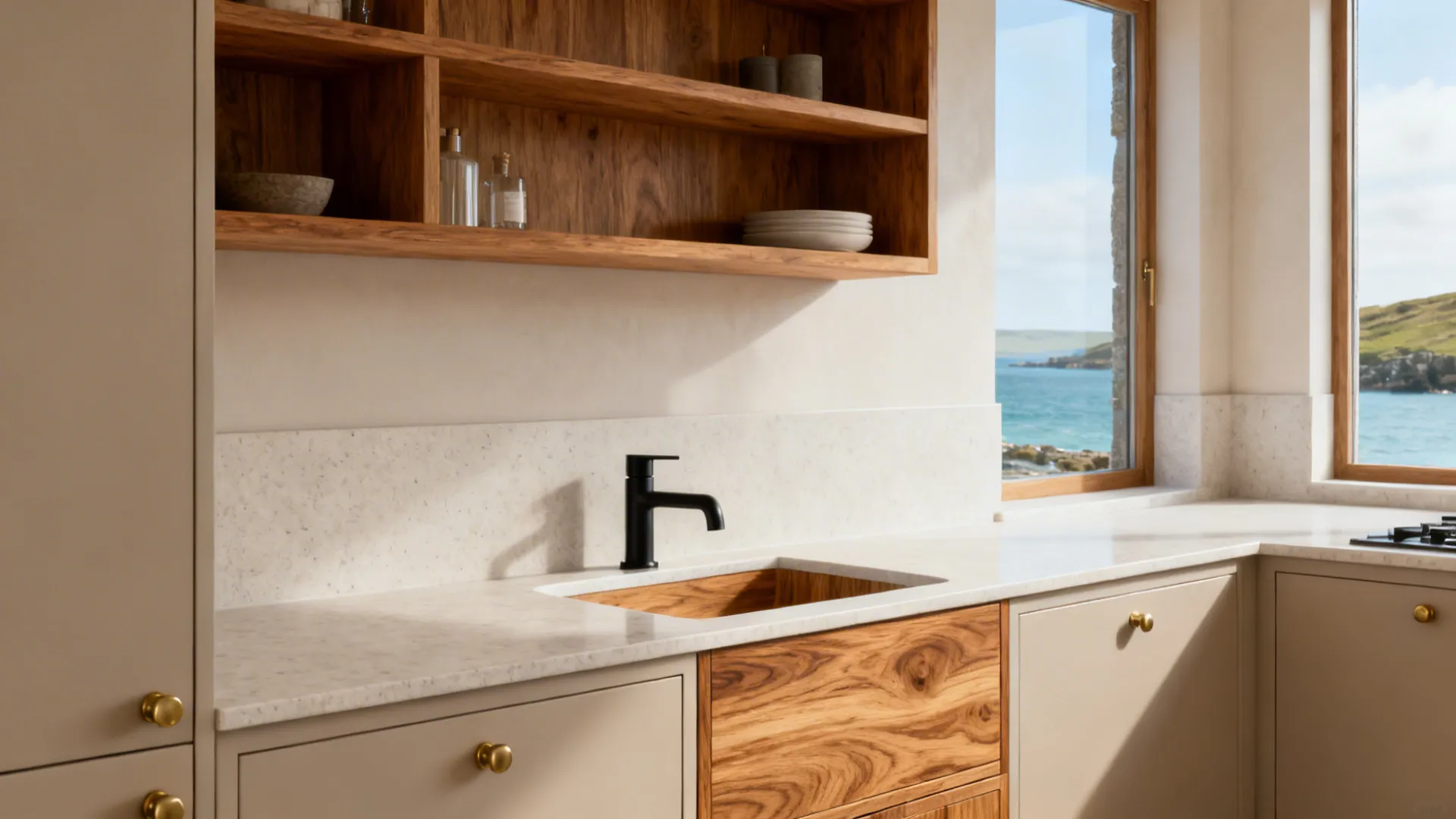 Warm wood tones where they matter most