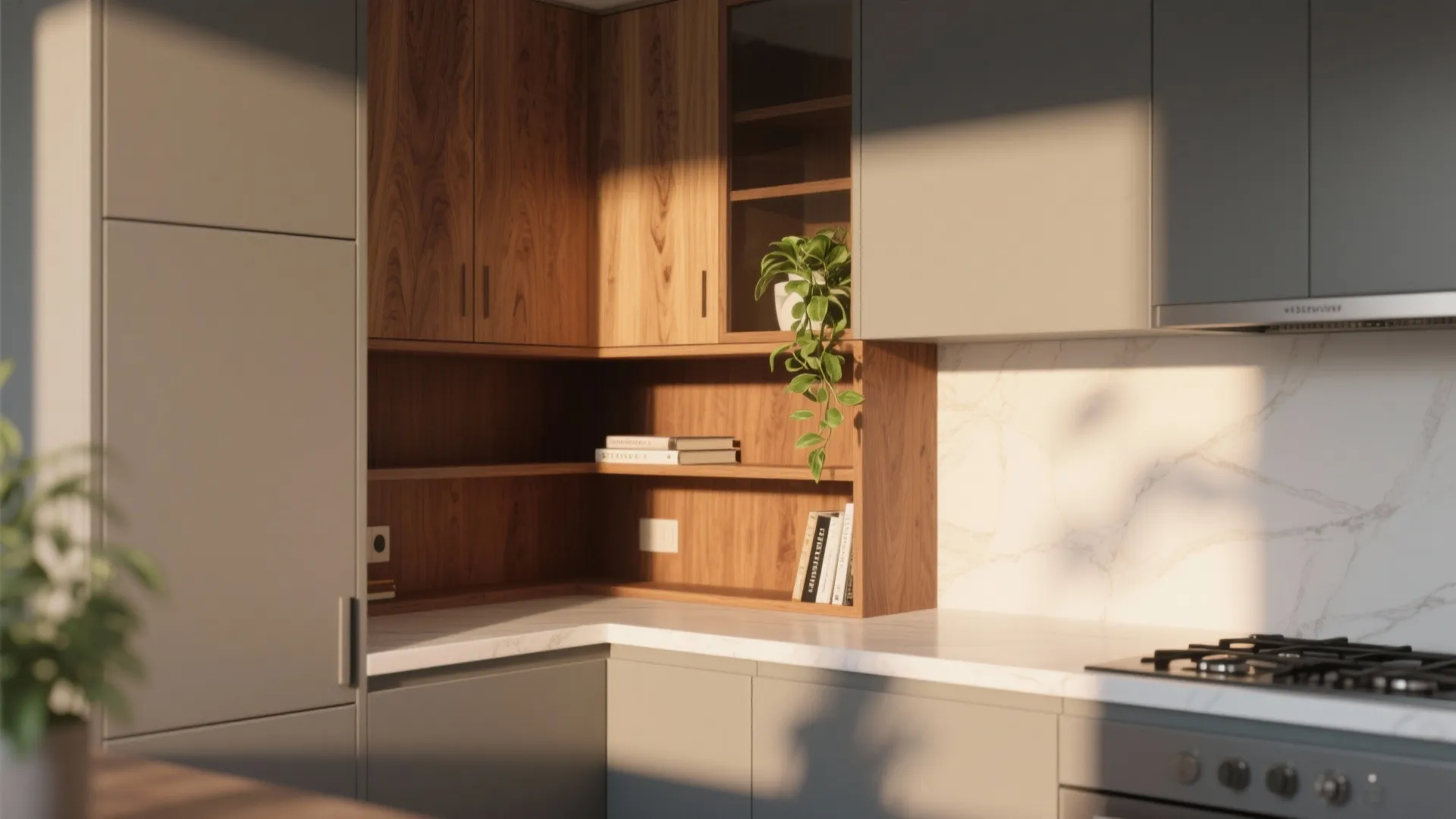 Warm Wood Accents to Reduce Visual Stress