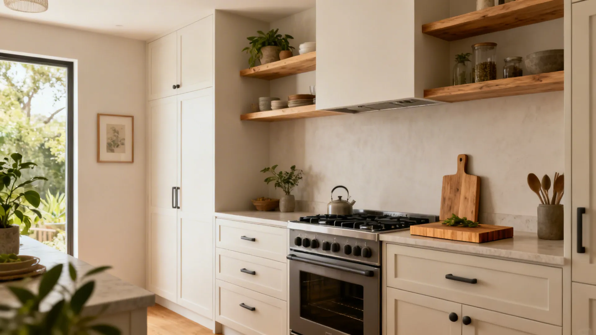 Idea 4: Warmth through wood accents and tactile finishes