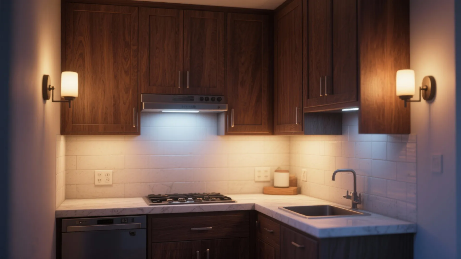 Warm wood tones paired with cordless ambient light