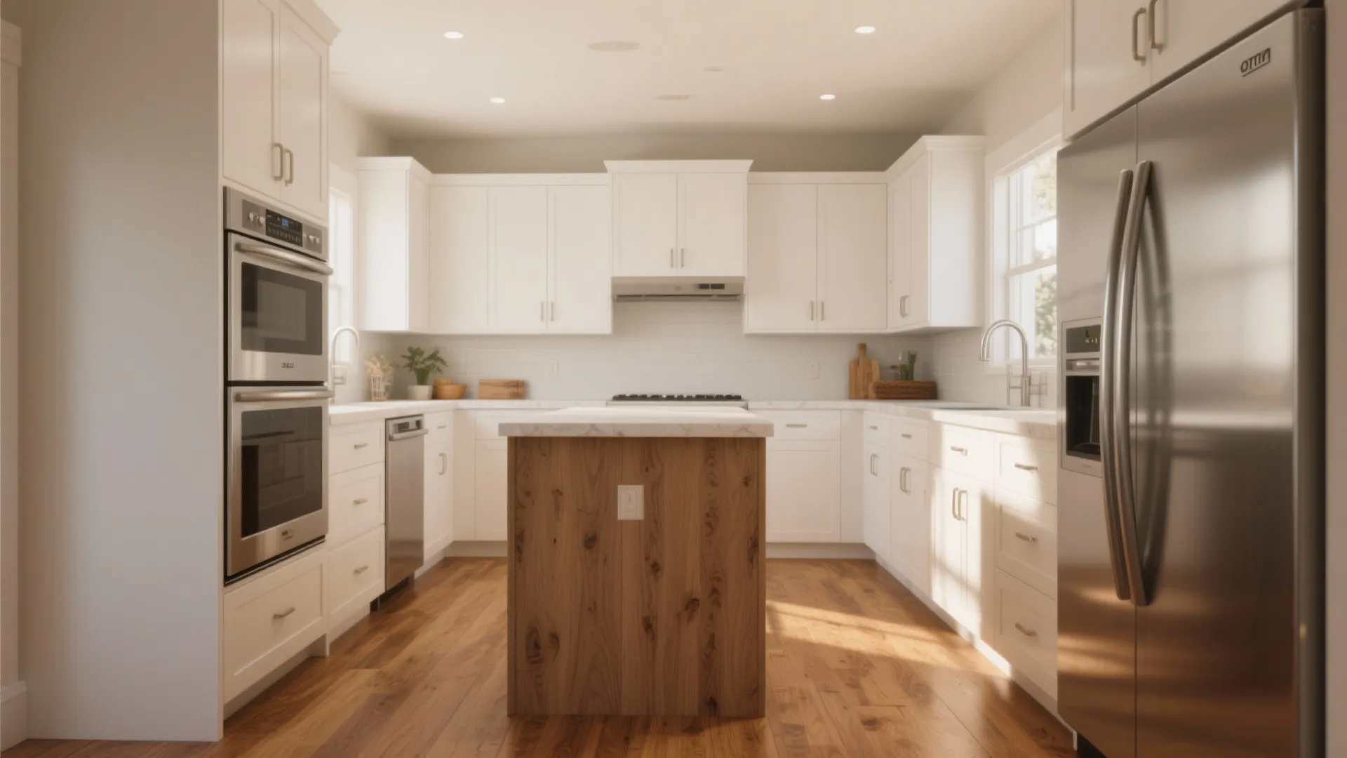 1. Embrace Warm Wood Tones to Balance Bright White