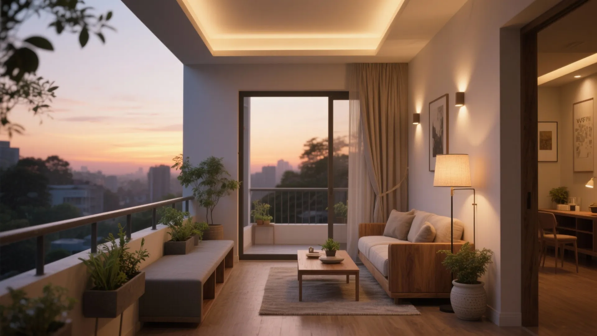 [Section: Inspiration 5] Warm Wood, Layered Light, and a Cozy Balcony Nook