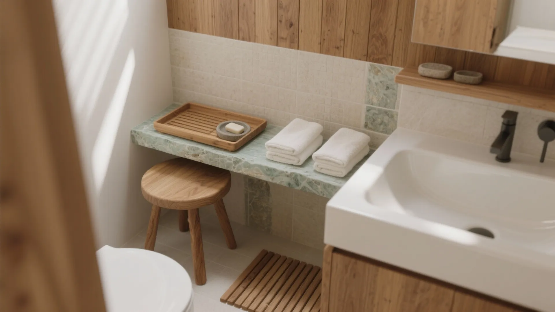 Warm wood accents and nature-rich textures