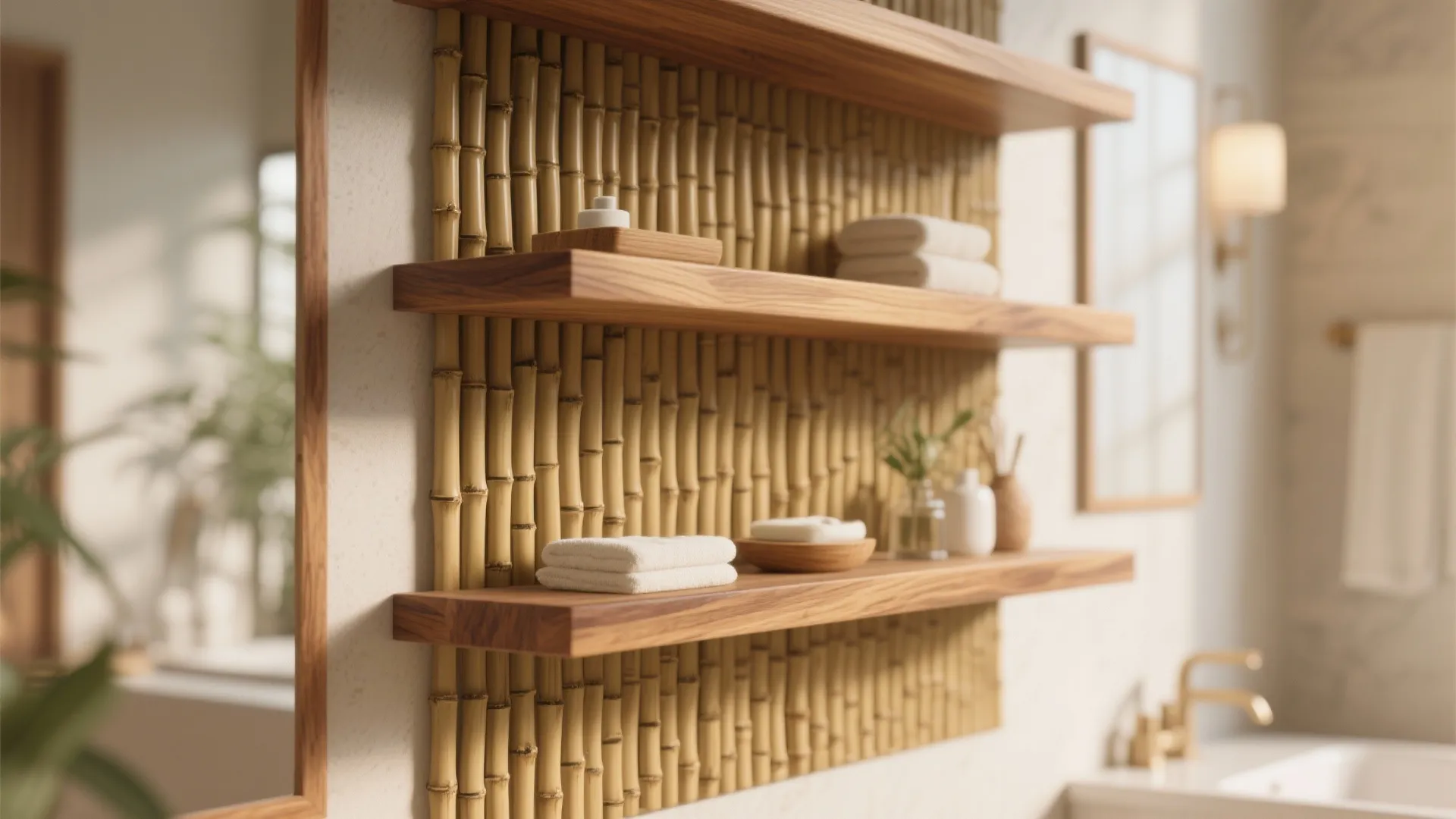 Warm Wood Accents for a Spa Feel