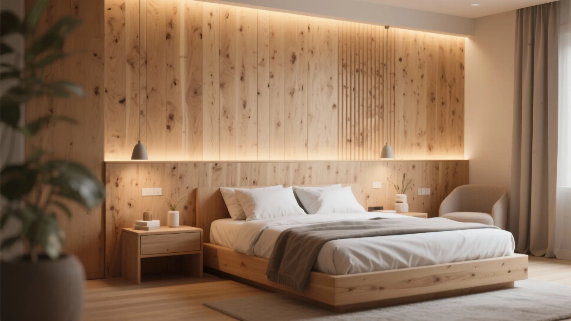 Warm Wooden Accents in Bedrooms