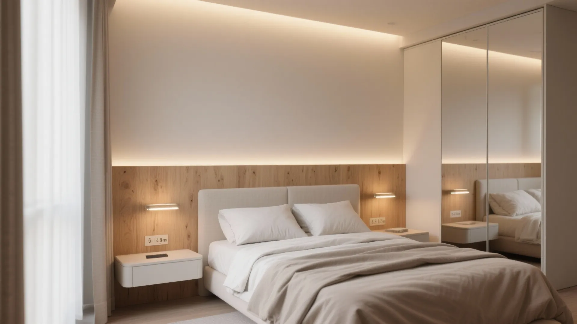 Bedroom Serenity: Warm Wood, Layered Lights, Clever Mirrors