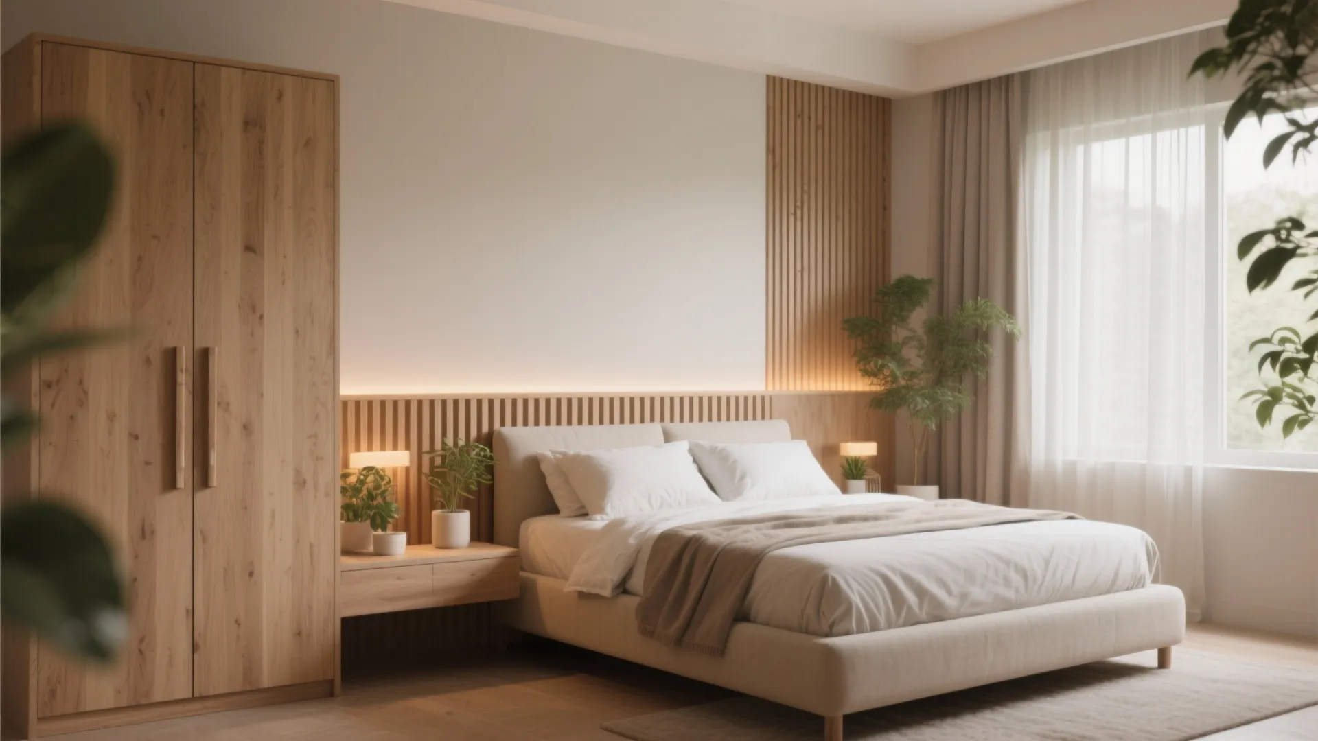 Warm wood accents for a balanced, airy feel