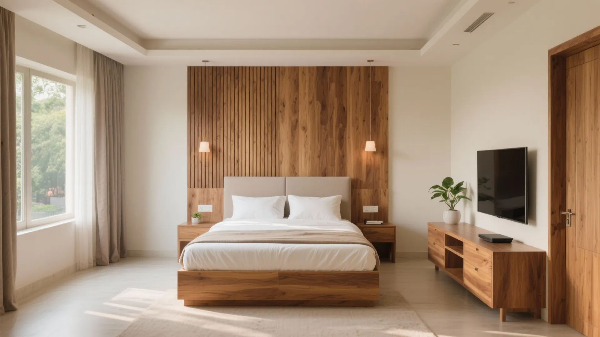 Warm wood elements for cozy balance