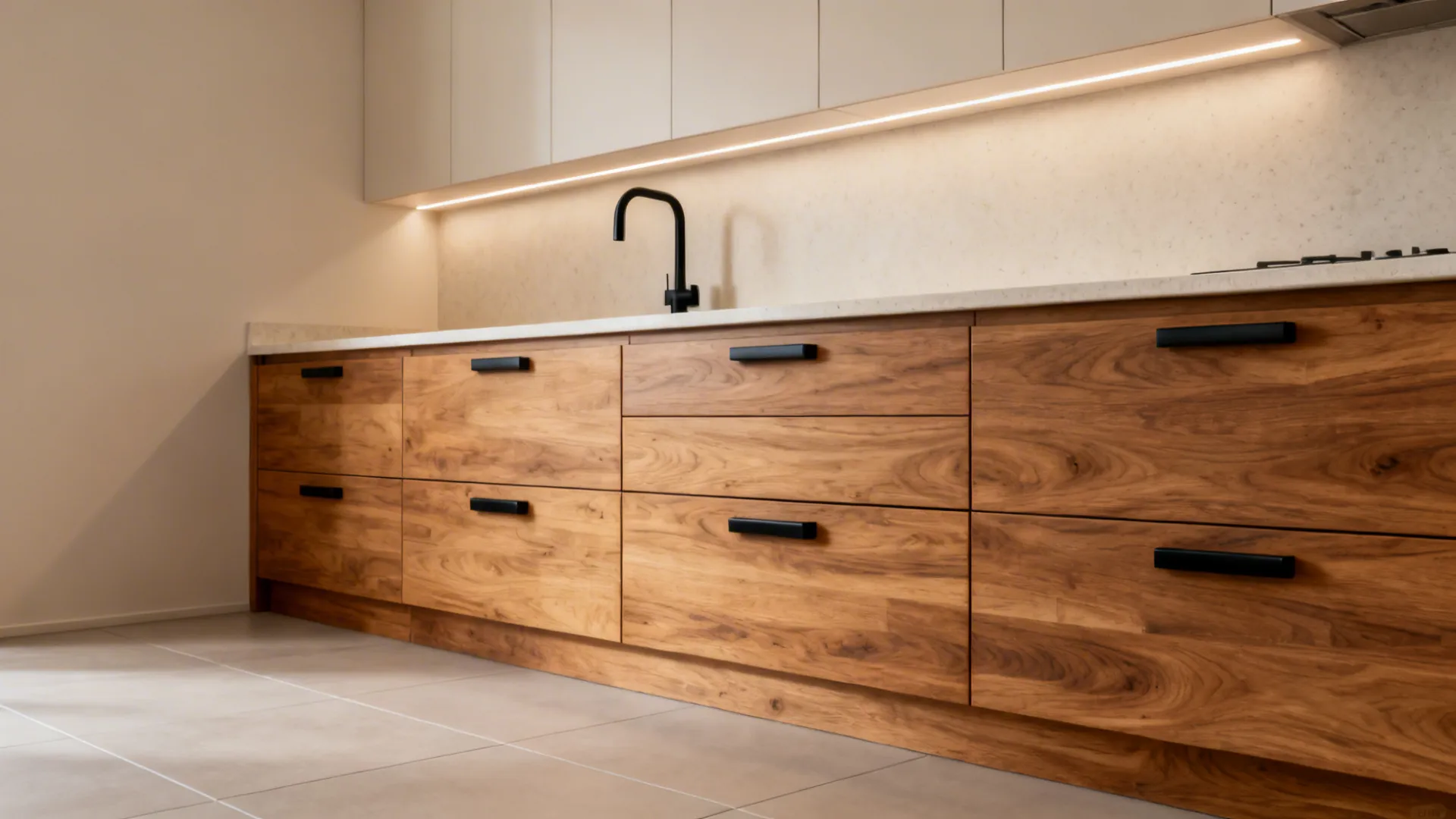 Warm Wood + Matte Black Accents