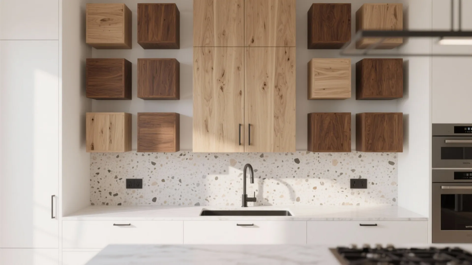 Warm wood wall boxes for texture and comfort