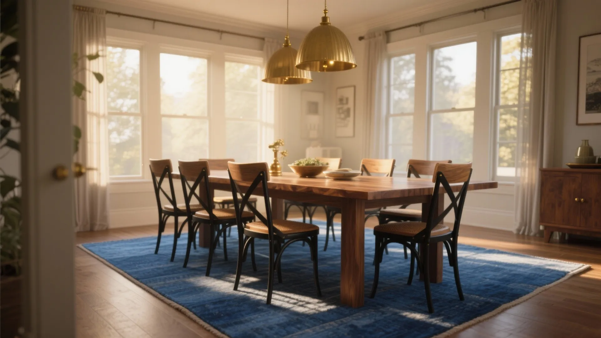 5. Pair Blue with Warm Woods and Brass Accents