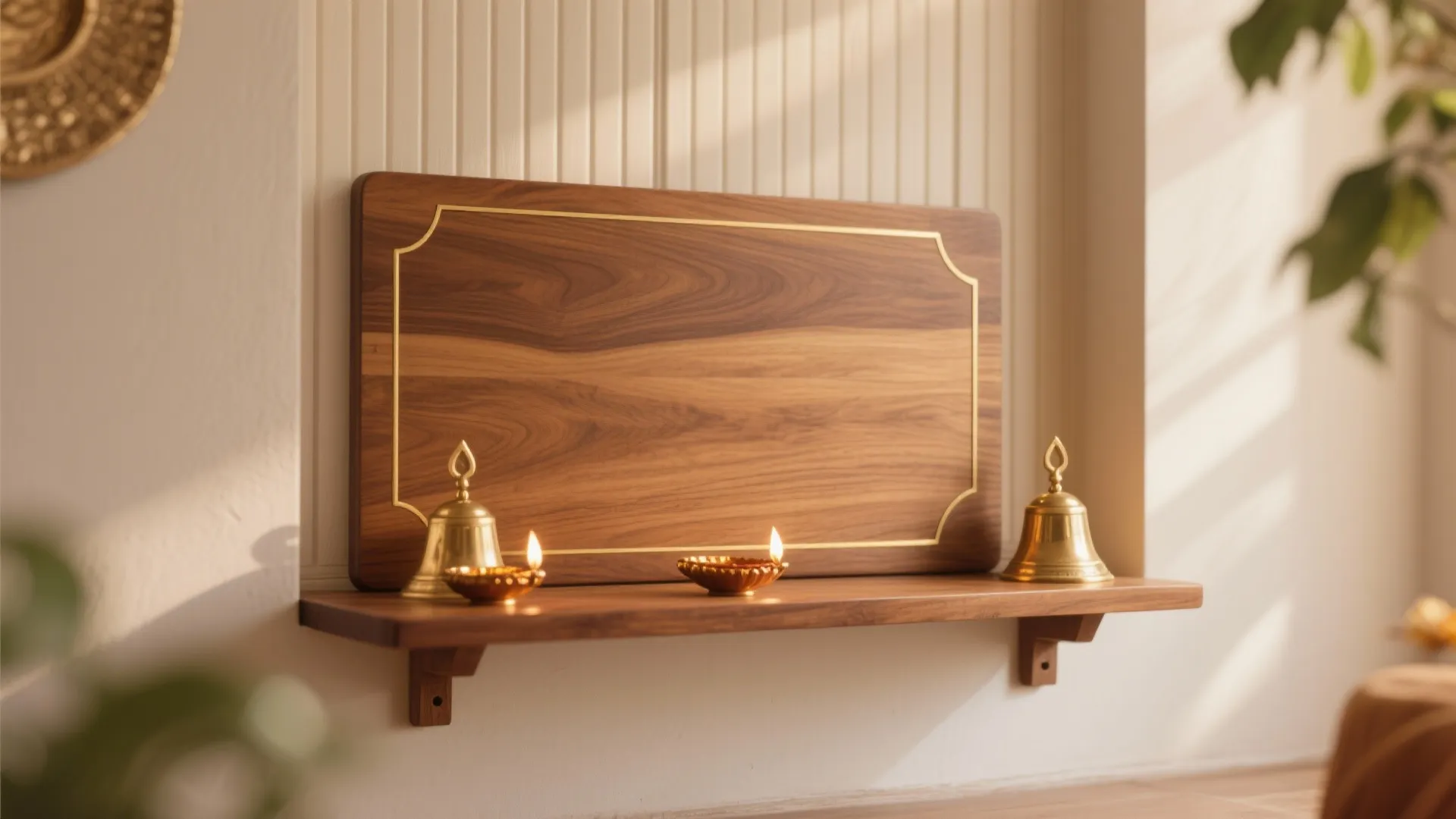 Warm Wood Elevated: Teak or Oak Veneer with Brass Accents