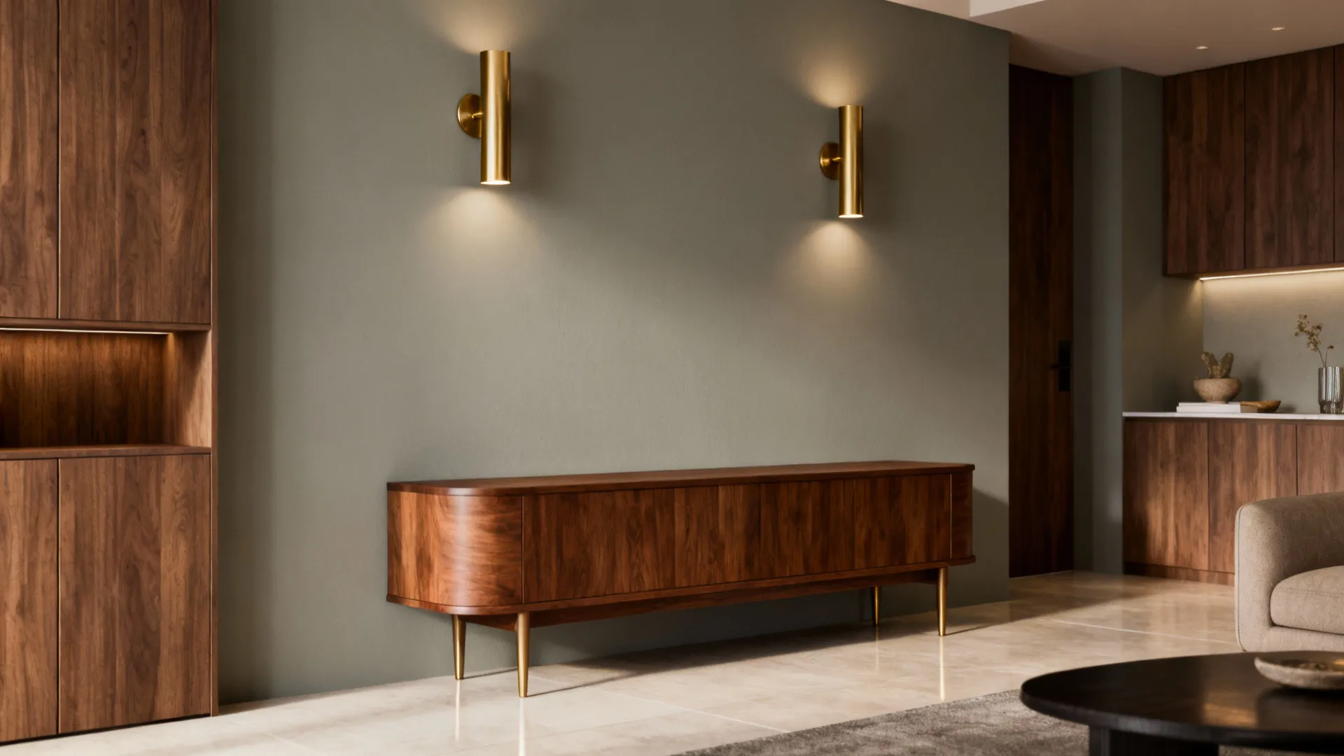 2. Pair with warm woods and brass accents