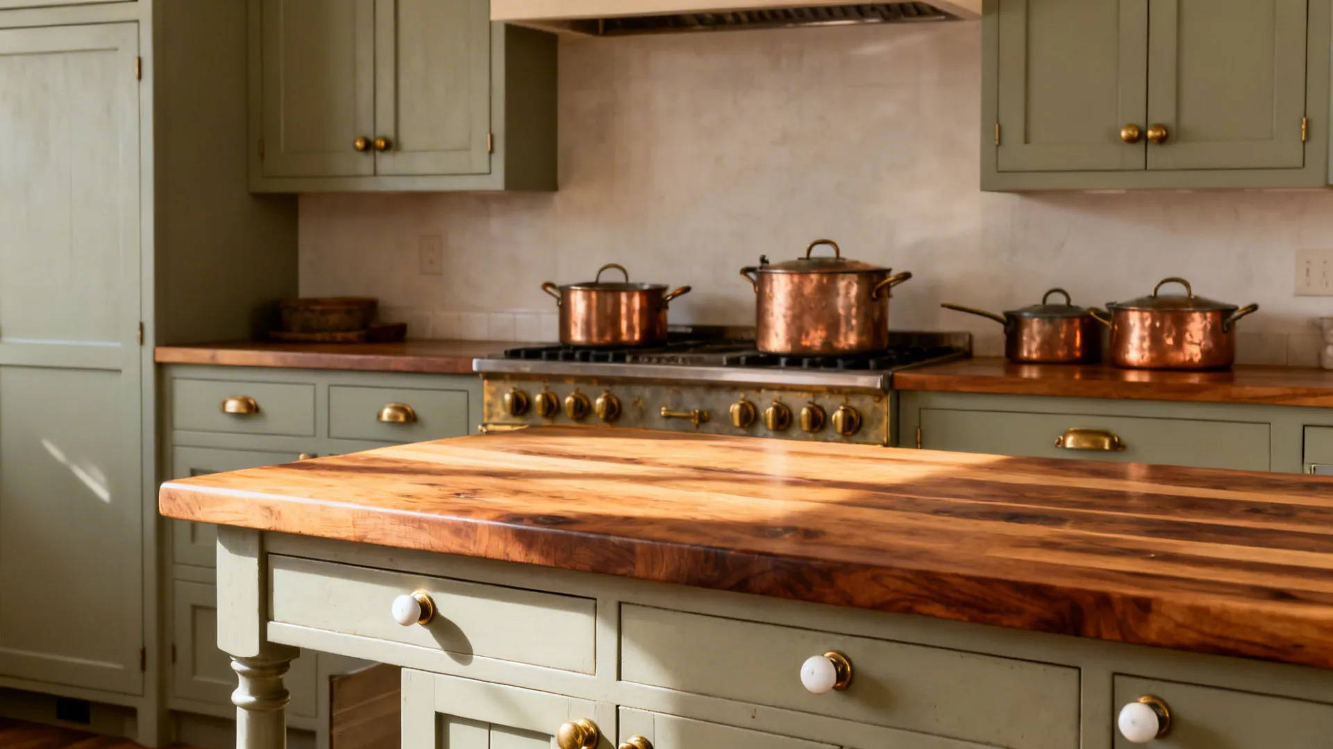 5) Warm Materials: Wood, Butcher Block, and Patina Metals
