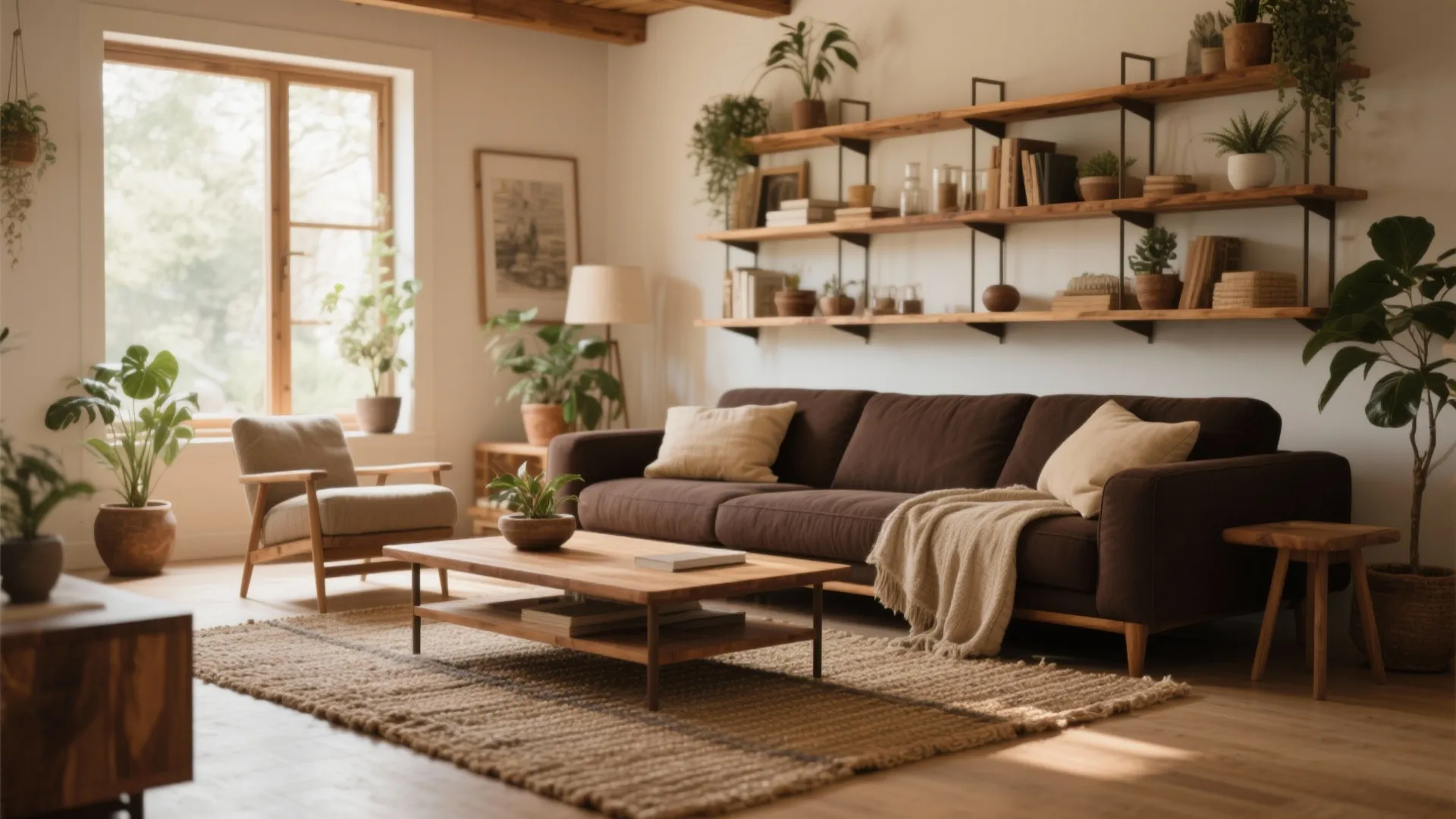 2. Warm Layering with Wood Accents