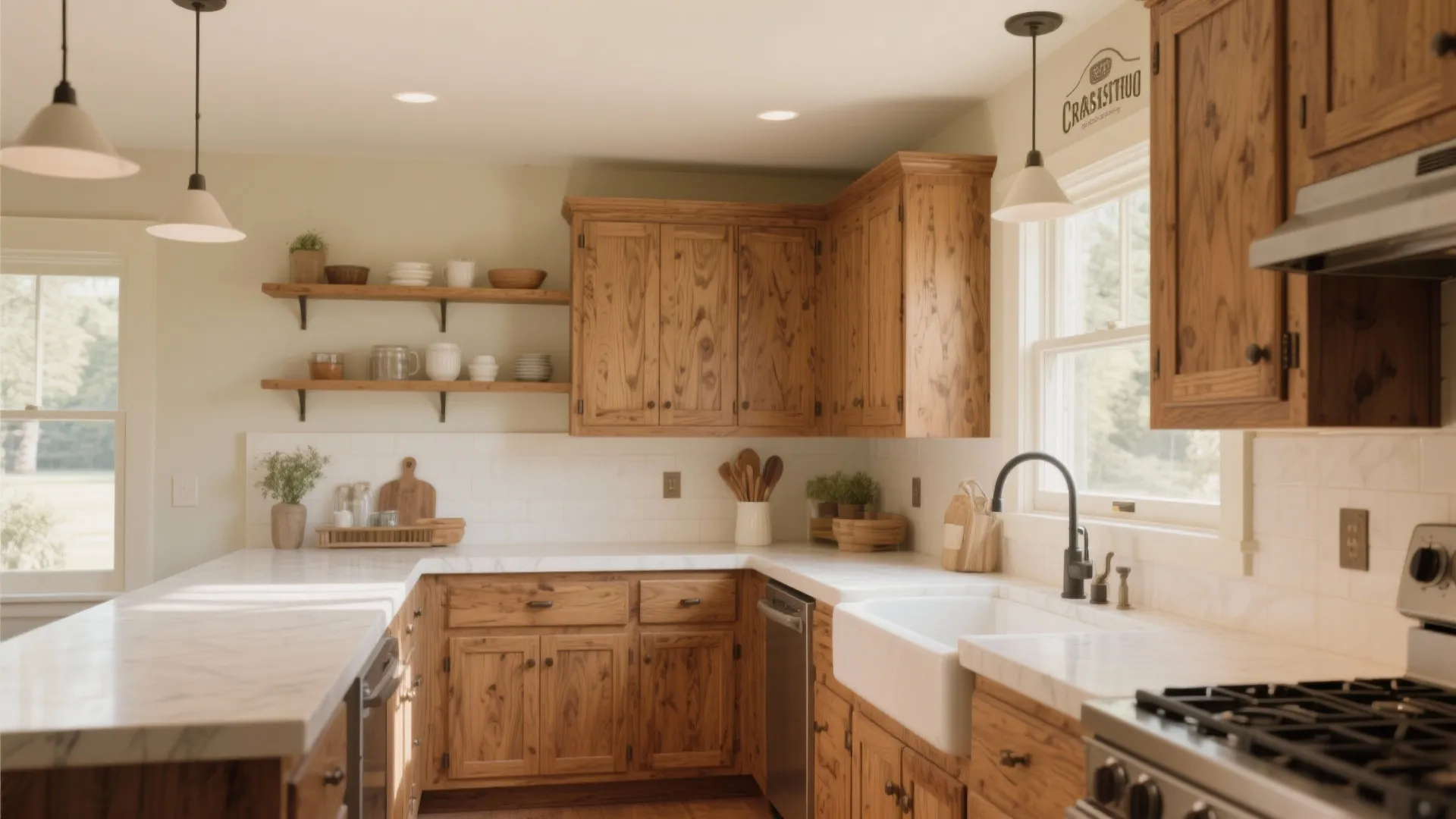 1. Warm Wood Cabinets