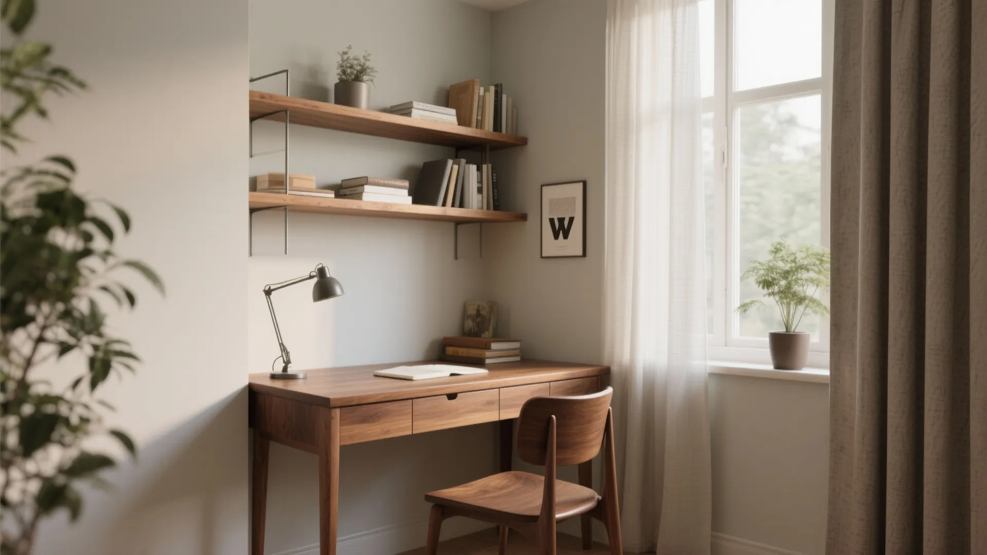 Warm wood accents for focus and comfort