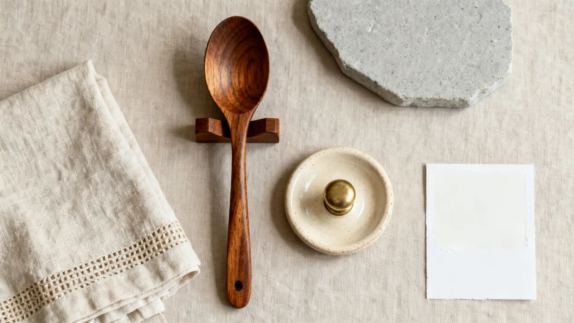 Warm Wood Accents and Ceramic Spoon Rests