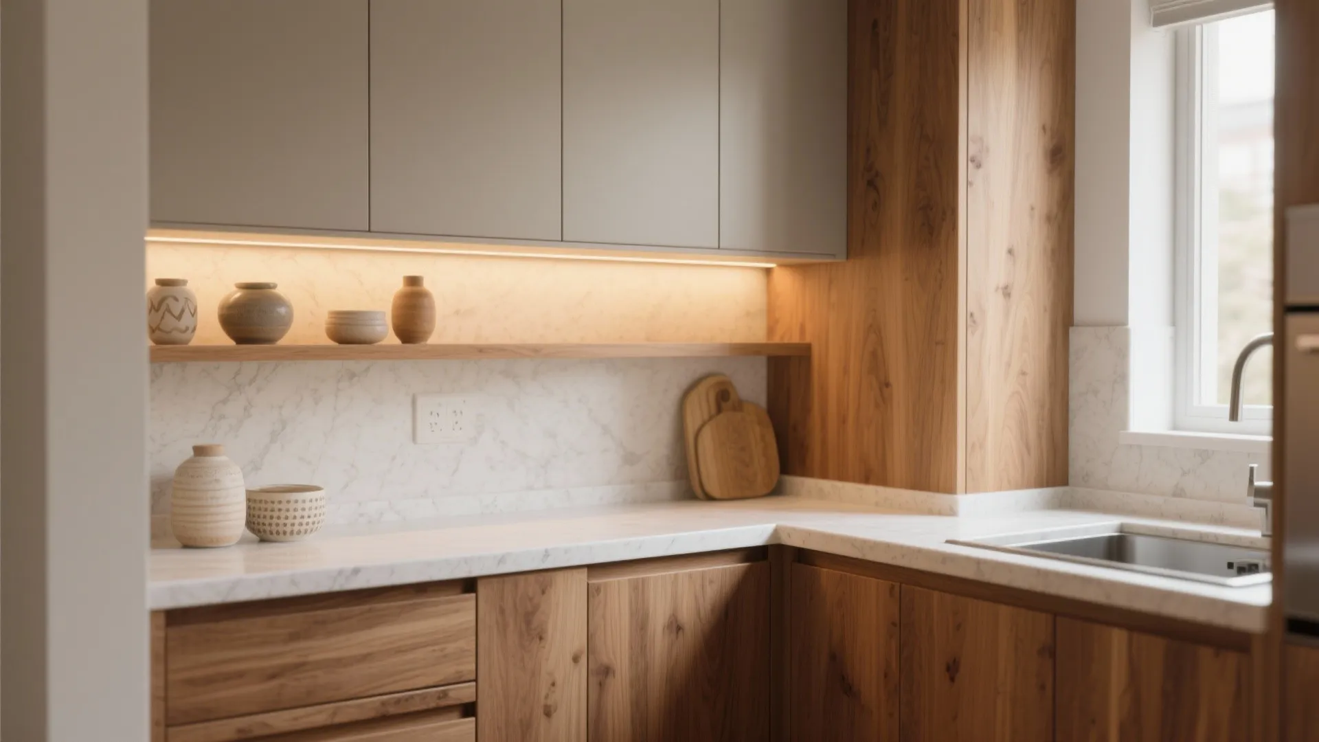 Warm wood accents for comfort