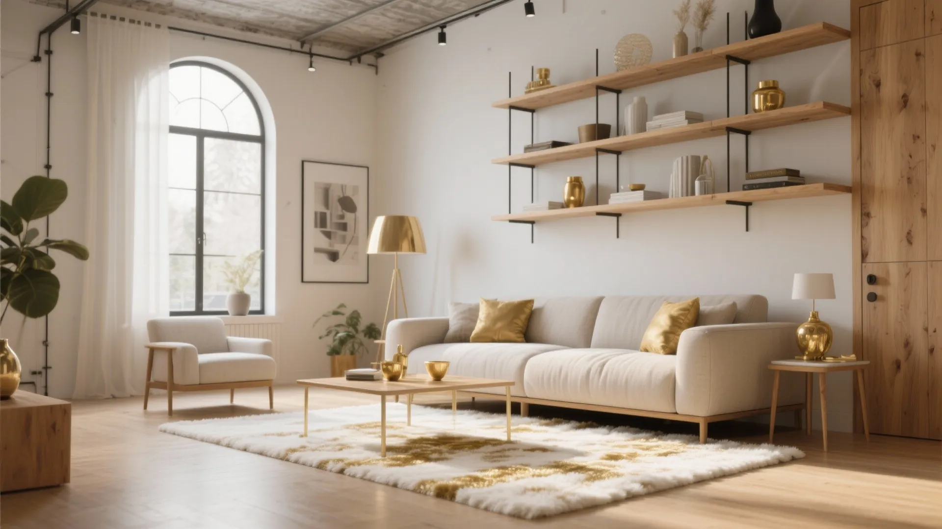 3. Warm Contrast with Wood Accents