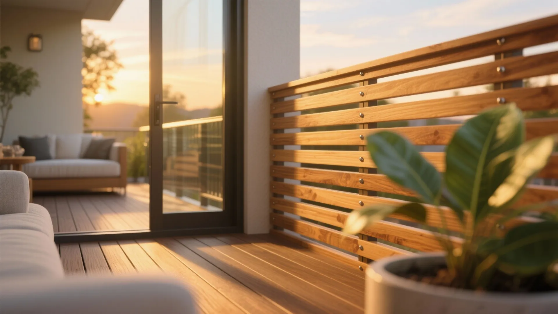 Warm wood elements for a cozy indoor–outdoor feel