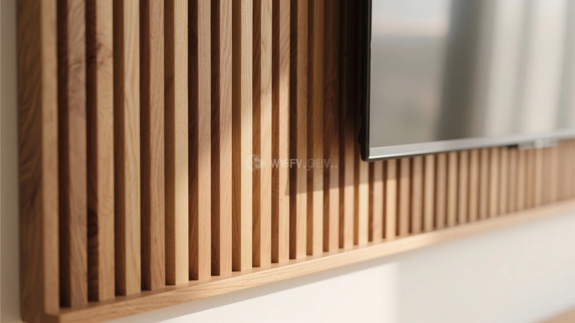 Warm Wood Elements Around the TV Console