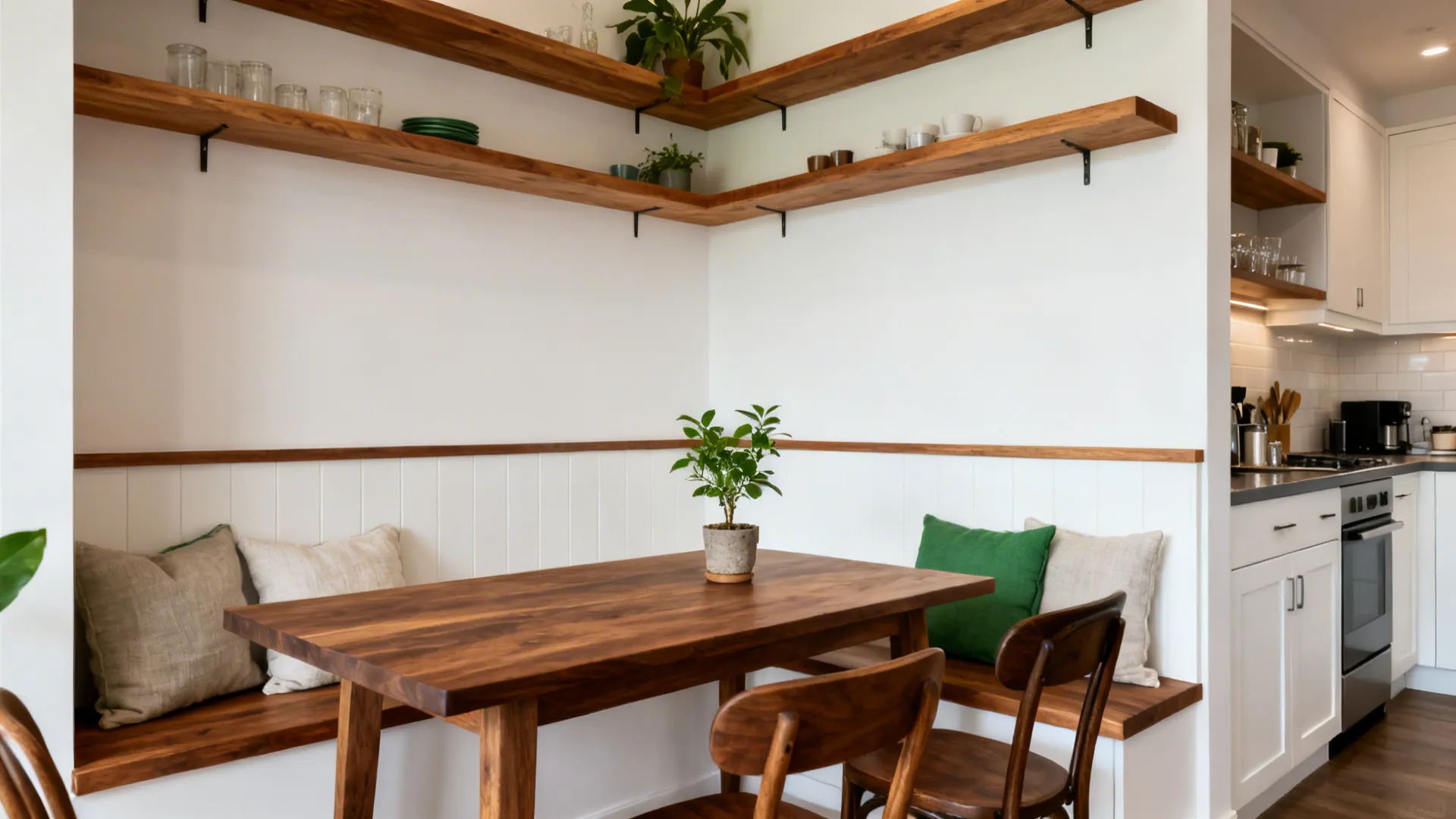 Warm Wood Accents for a Cozy Dining Atmosphere