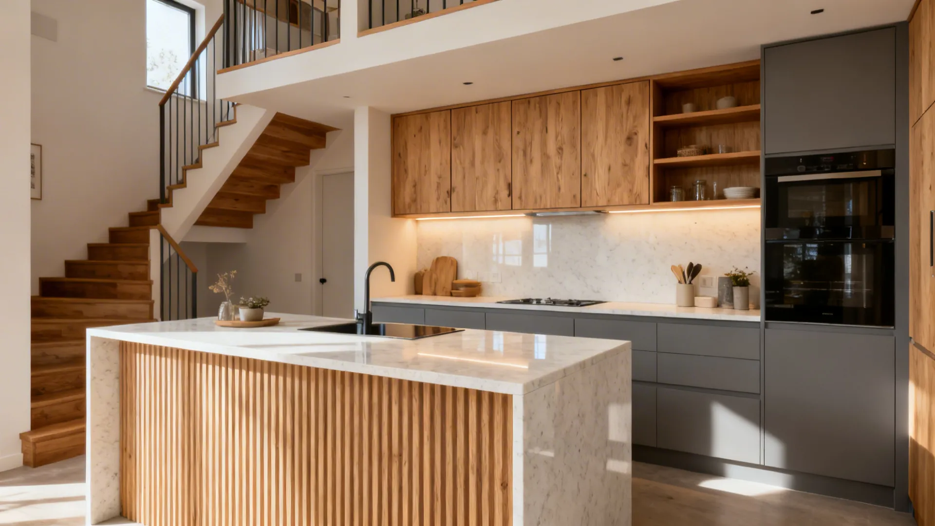 Warm Wood Accents to Humanize Compact Spaces