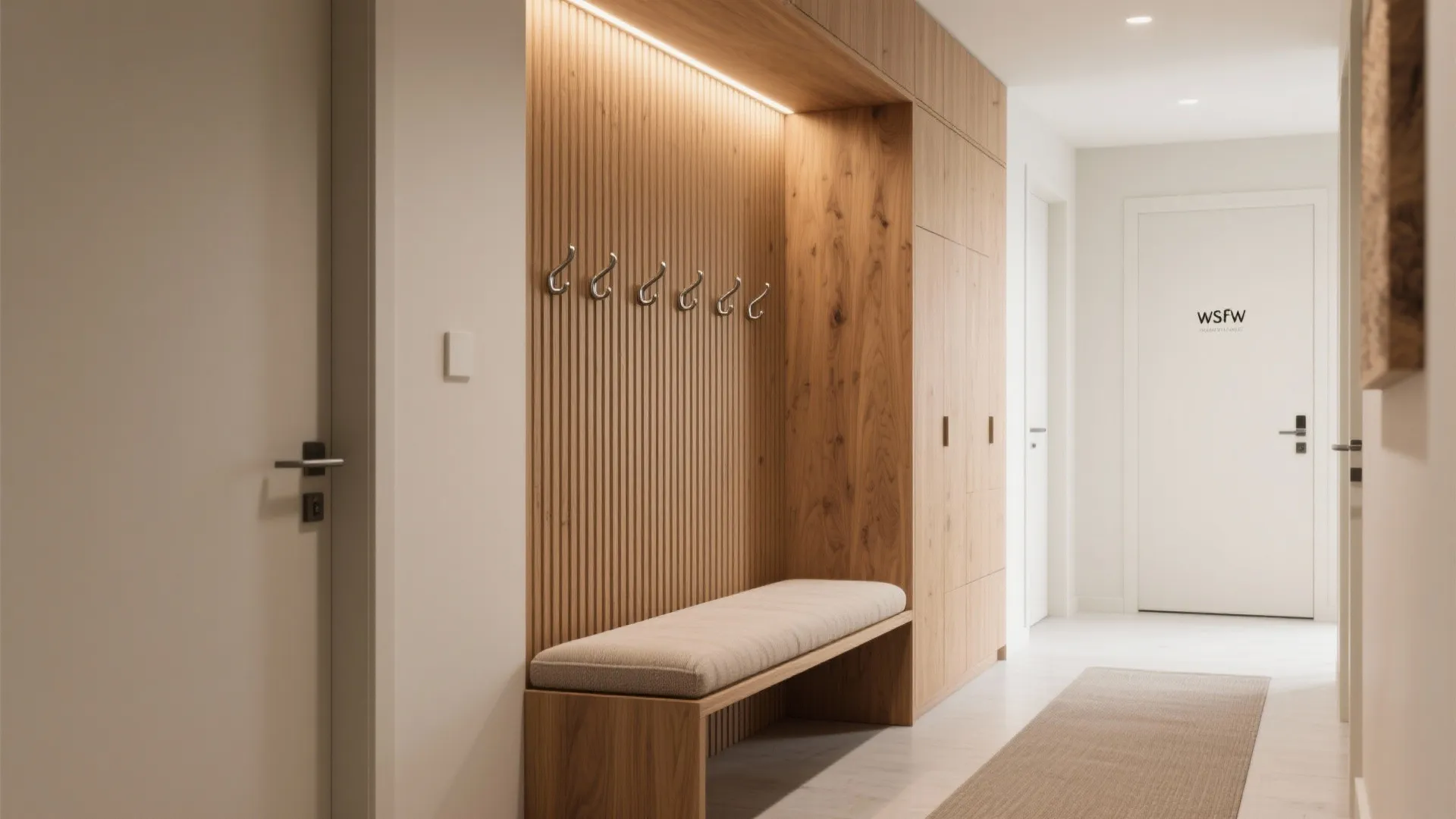 Warm Wood Accents for a Welcoming Entry