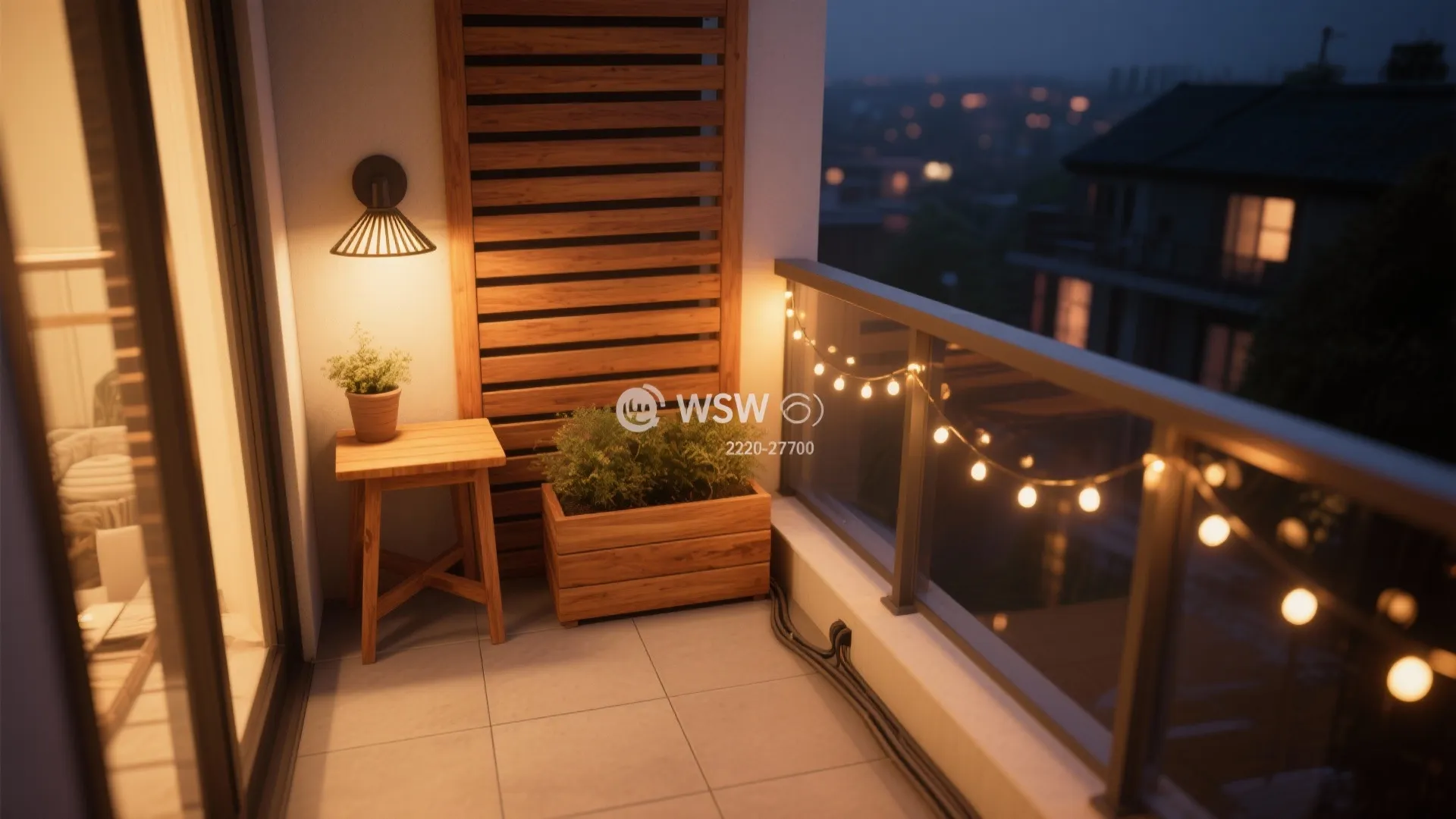 5) Warm wood accents with layered lighting for evening use