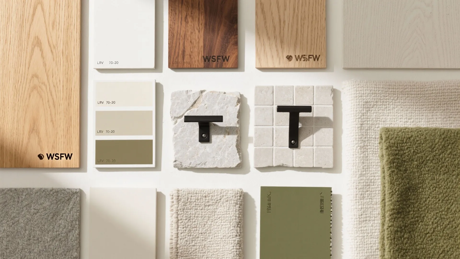 Warm wood textures and grounded color palettes