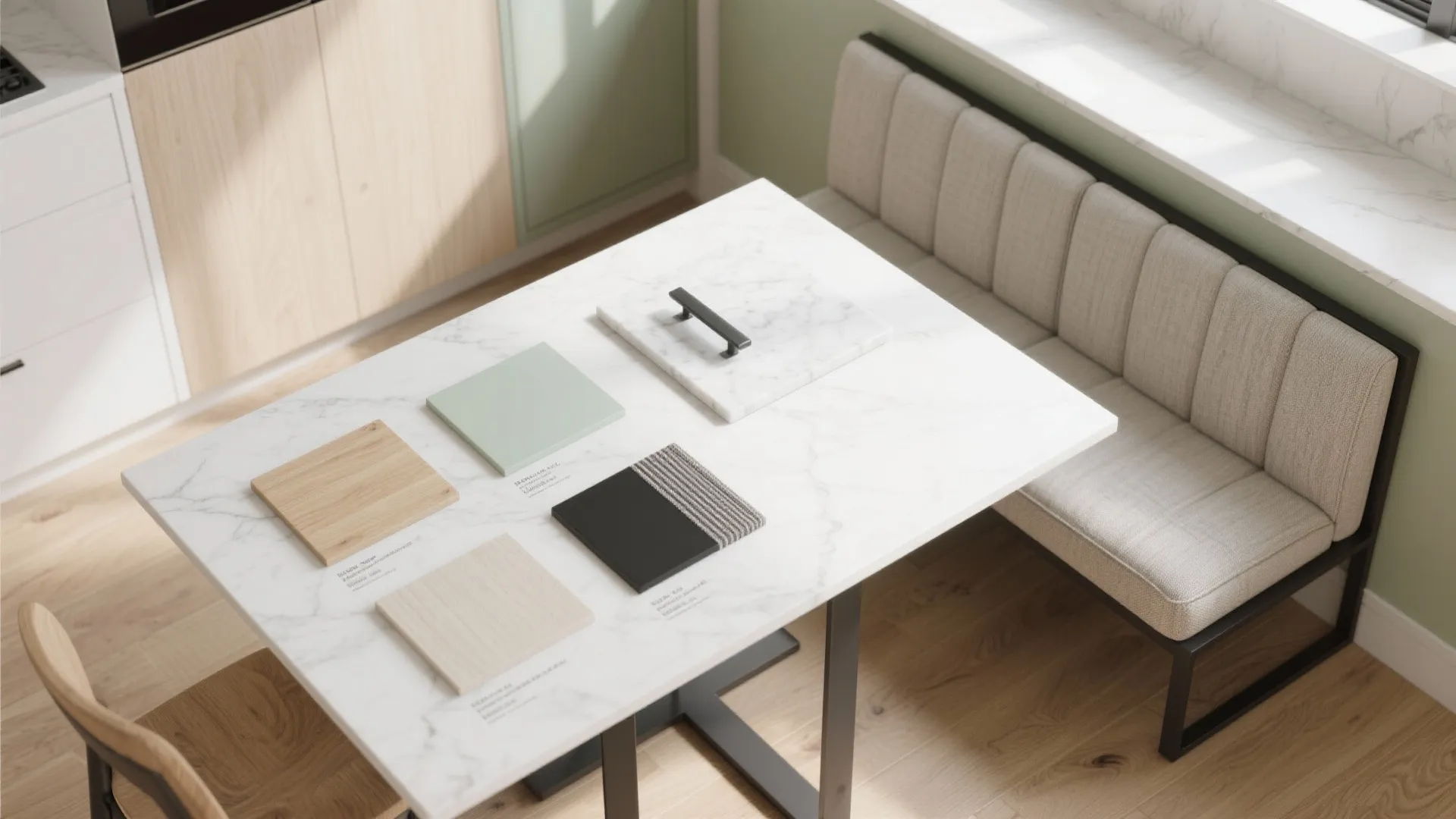 Warm wood accents that tie the zones together