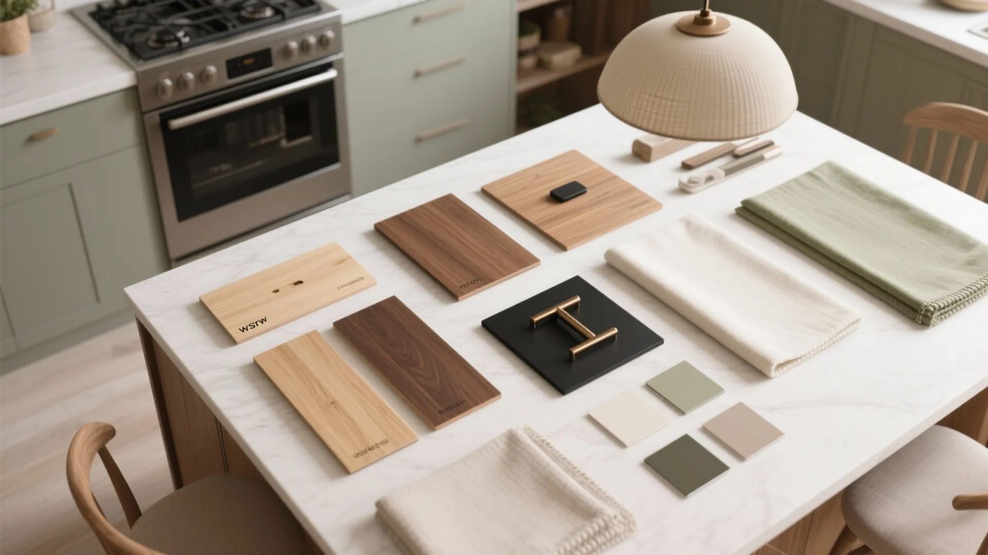 Unified Lighting and Warm Wood Palette to Connect the Rooms